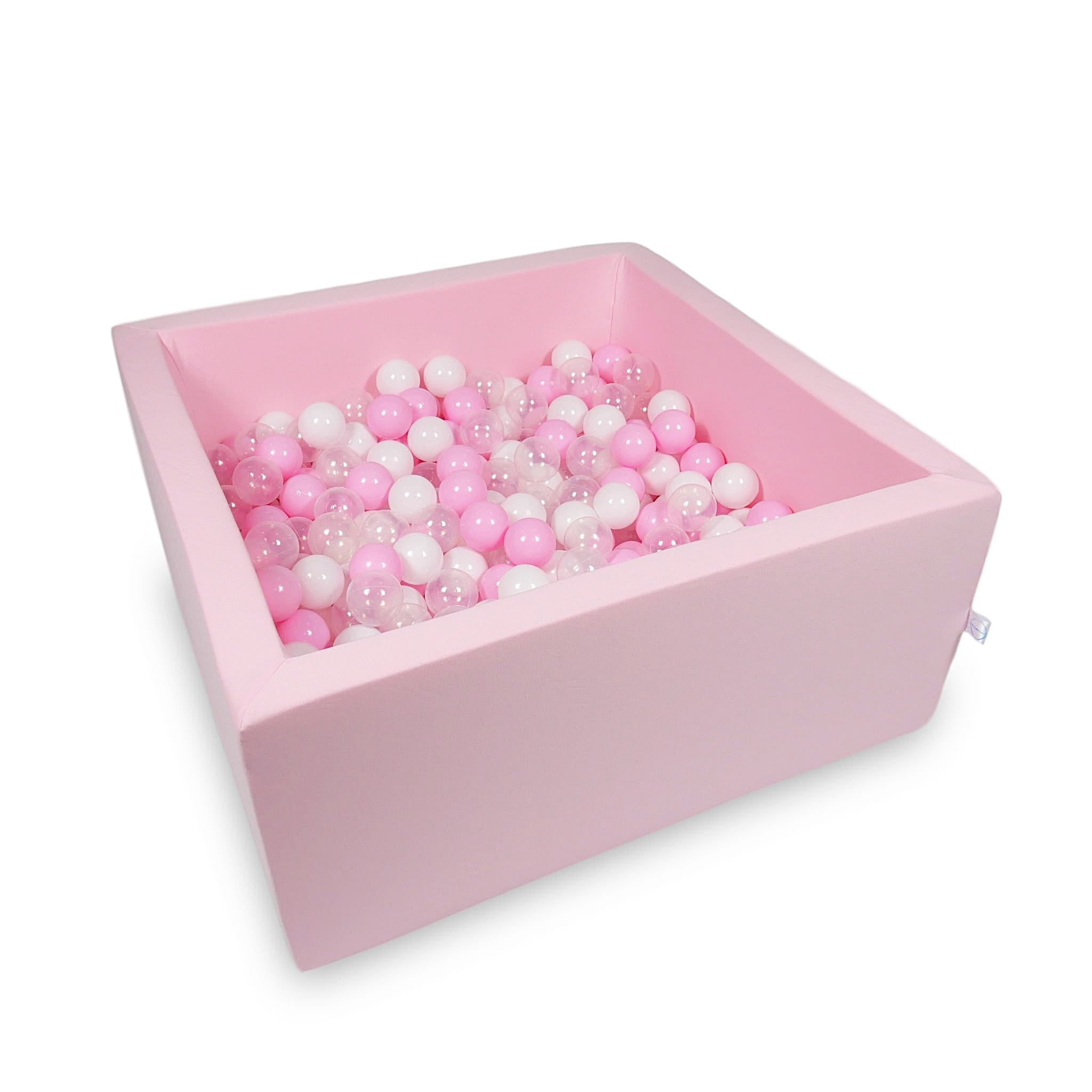 Piscine à Balles 90x90x40cm rose poudré avec balles 400pcs (rose clair, blanc, transparent, rose poudré)