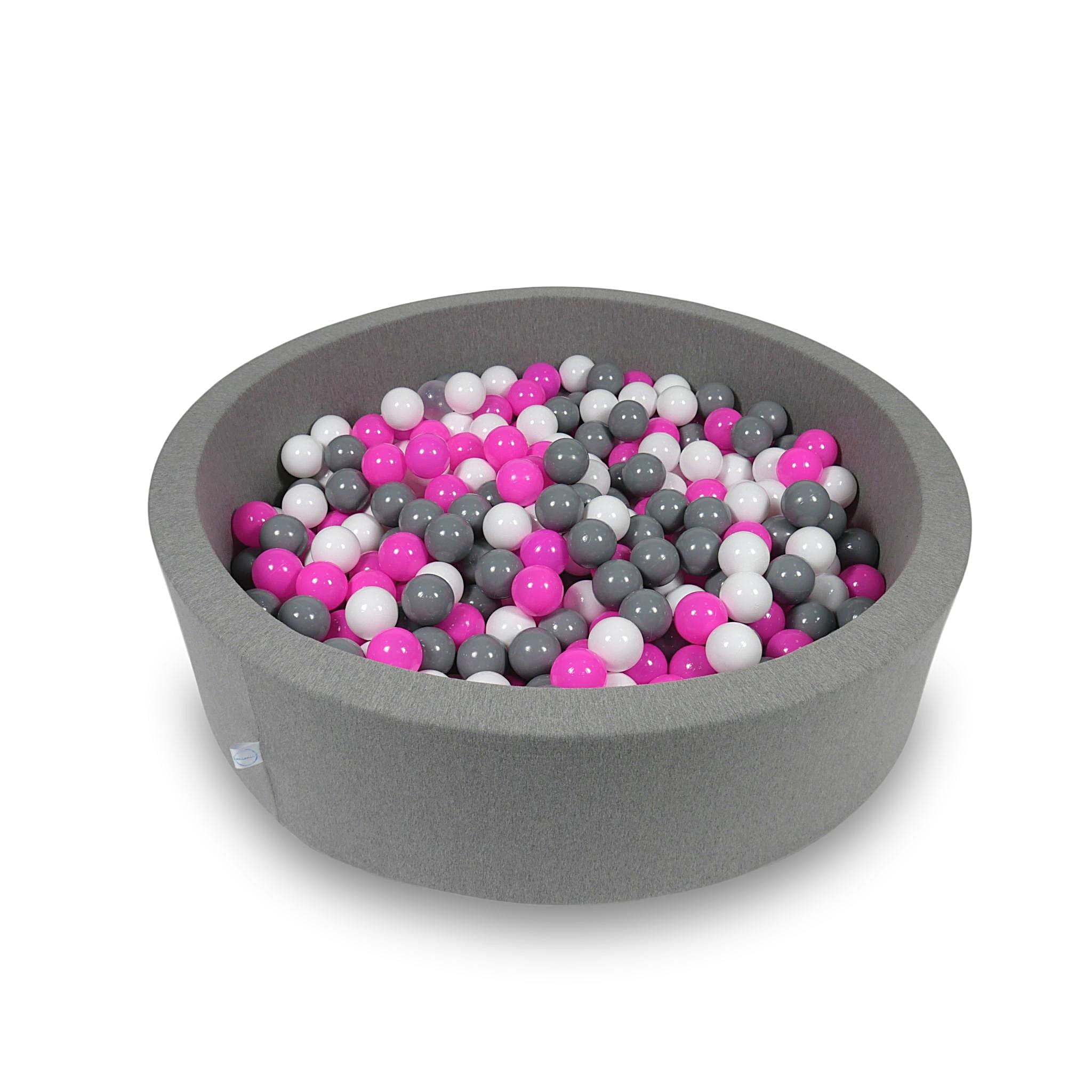 Piscine à Balles 110x30cm grise avec balles 400pcs (blanc, gris, rose)