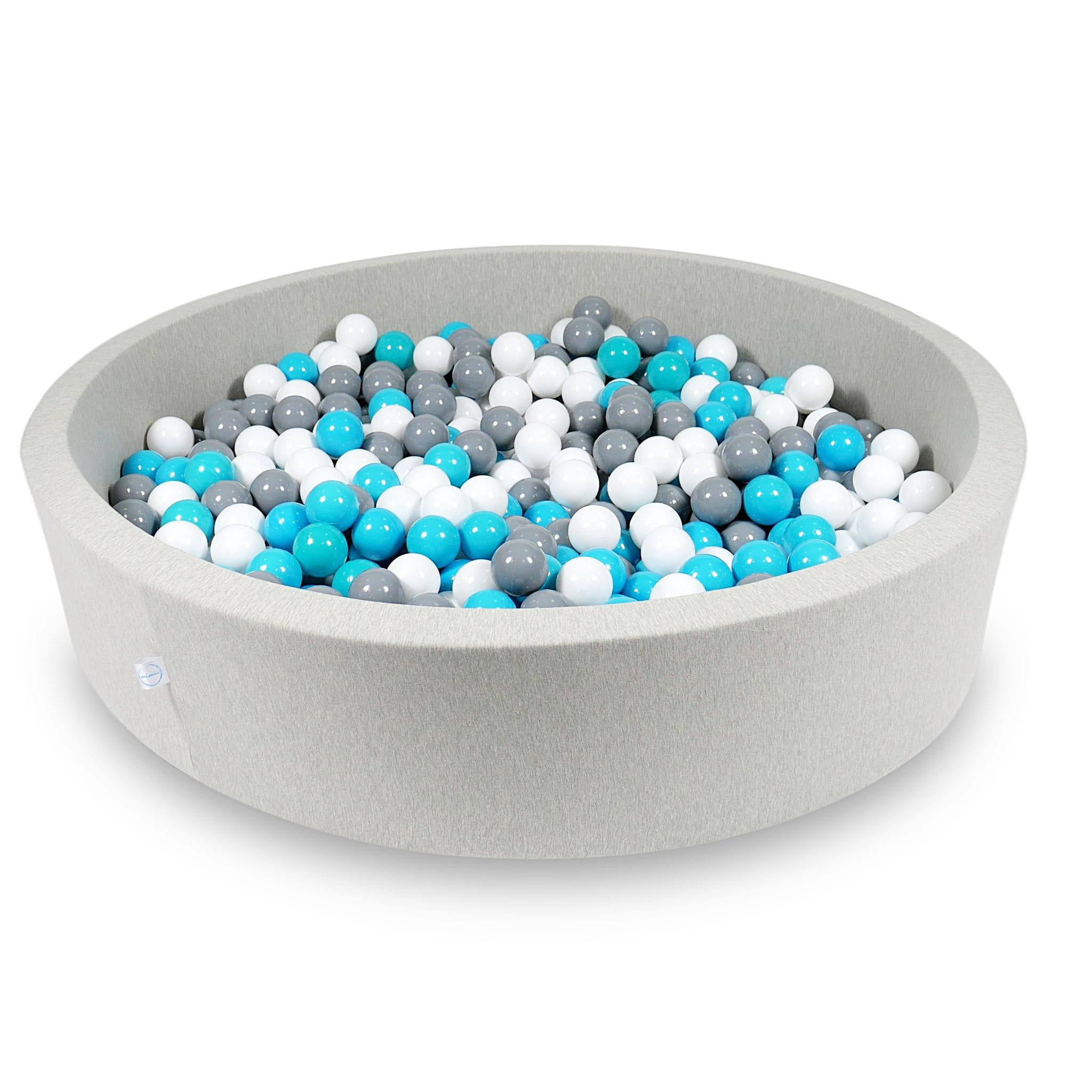 Piscine à Balles 130x30cm gris clair avec balles 600pcs (bleu, blanc, gris)