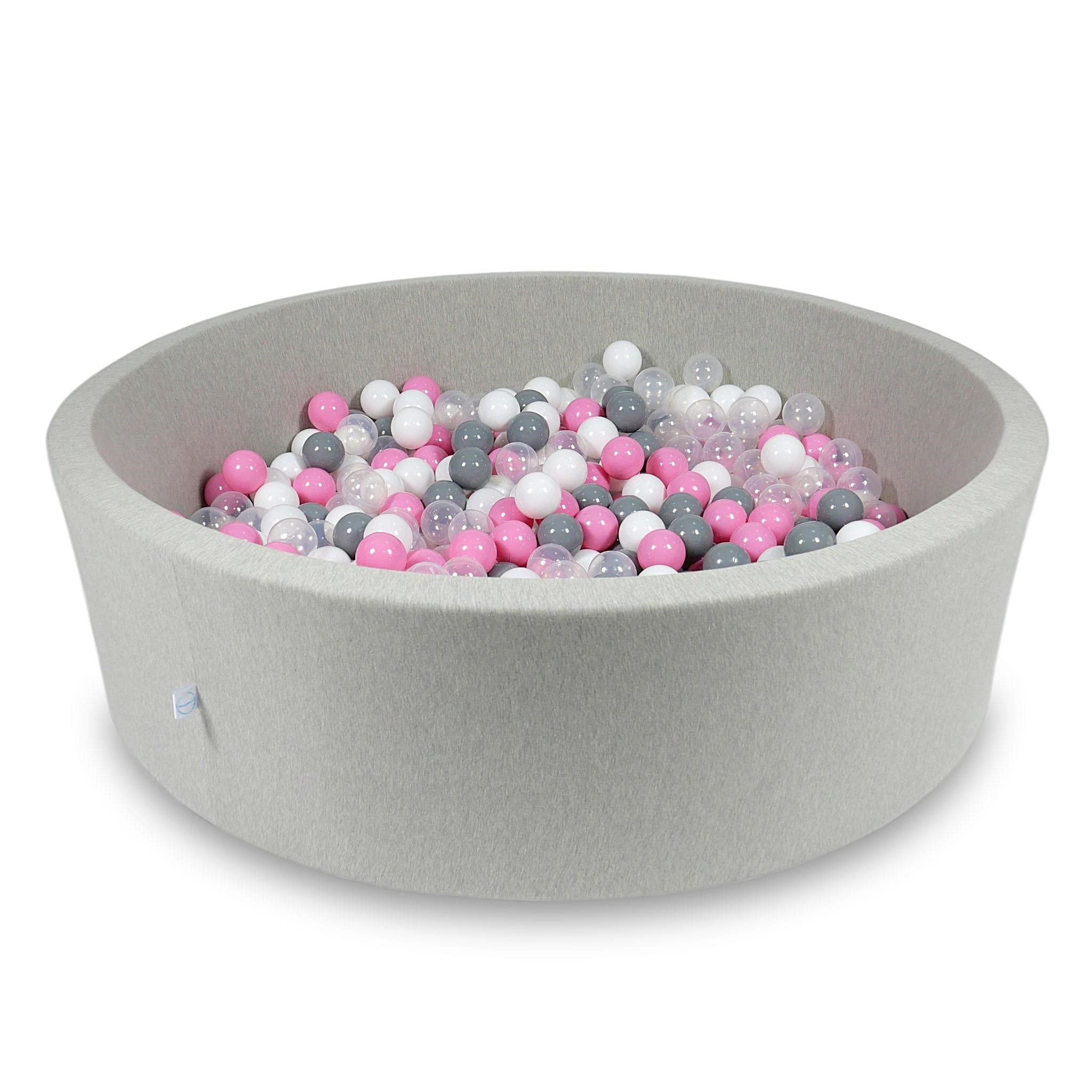 Piscine à Balles 130x40cm gris clair avec balles 700pcs (transparent, blanc, gris, rose poudré)