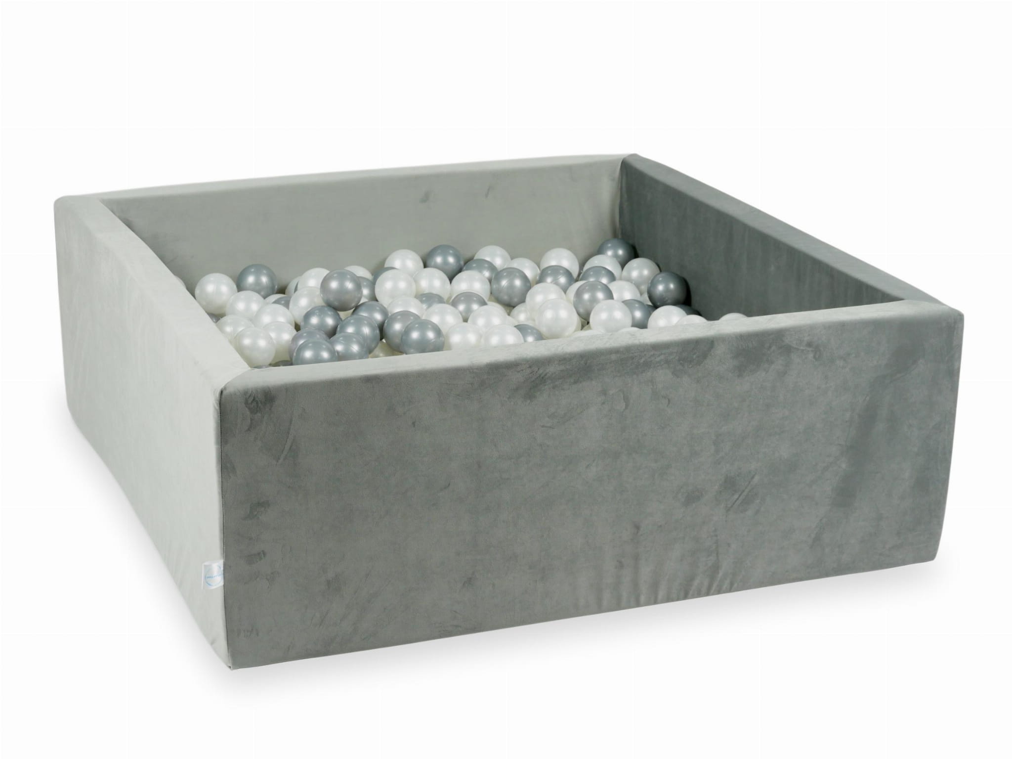 Piscine à Balles 110x110x40 Velvet gris avec balles 600 pcs (perle, argent)
