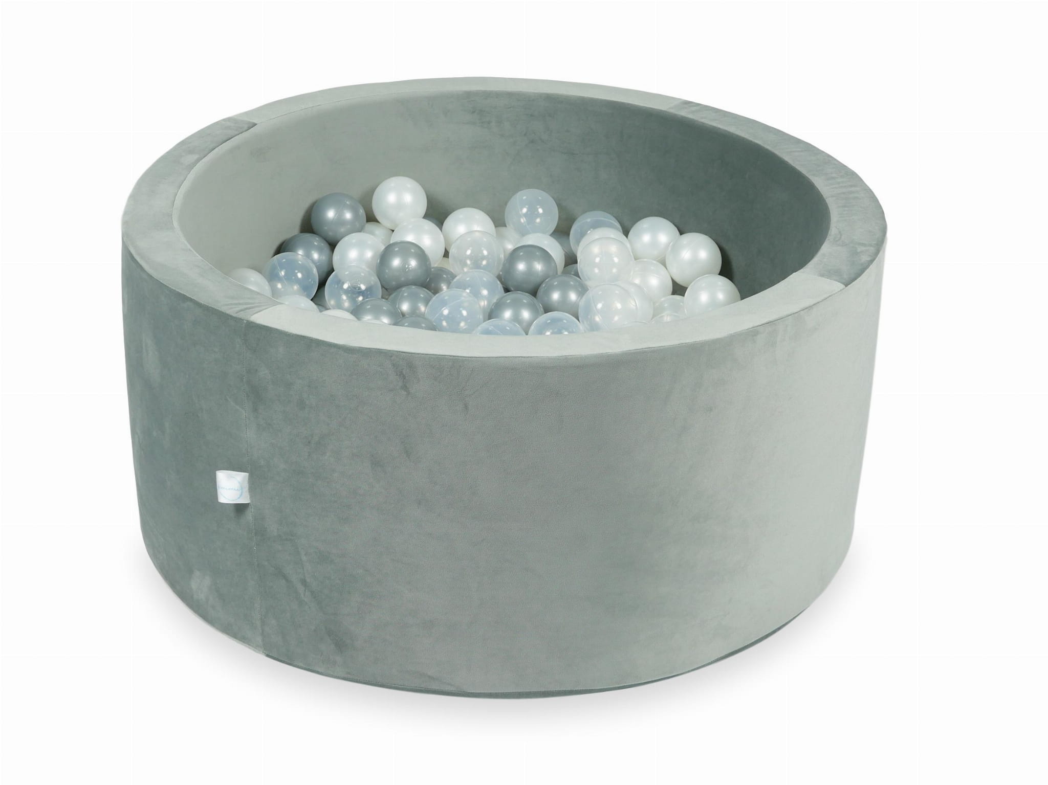 Piscine à Balles 90x40 Velvet gris avec balles 300 pcs (transparent, perlé, argenté)