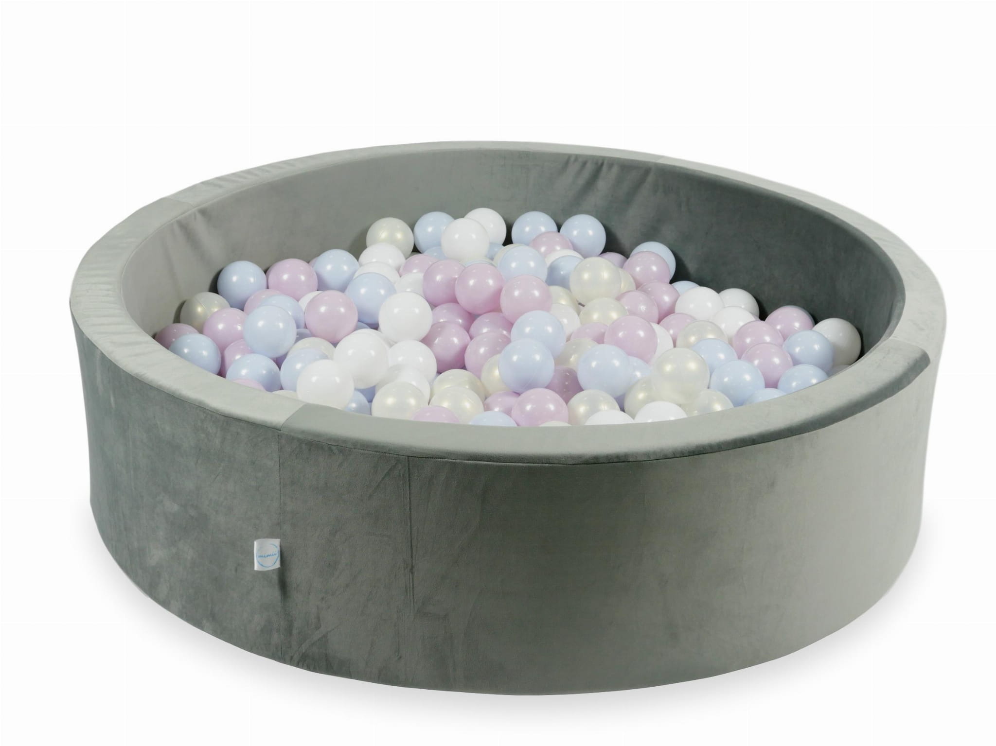 Piscine à Balles 110x30 Velvet gris avec balles 400 pcs (rose perle claire, bleu perle claire, iridescent, blanc)