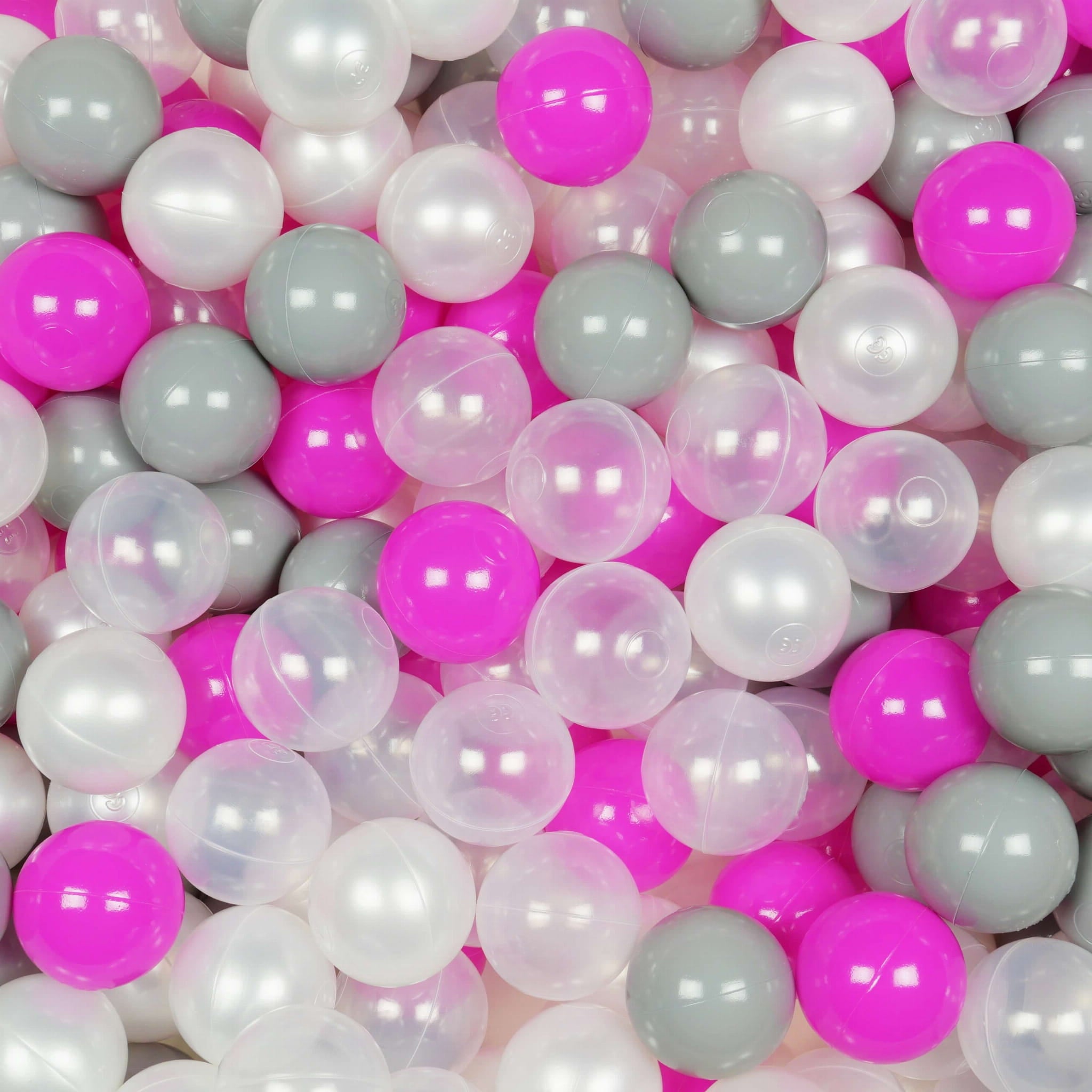 Balles de jeu ø7cm 50 pièces perle, transparent, gris, rose