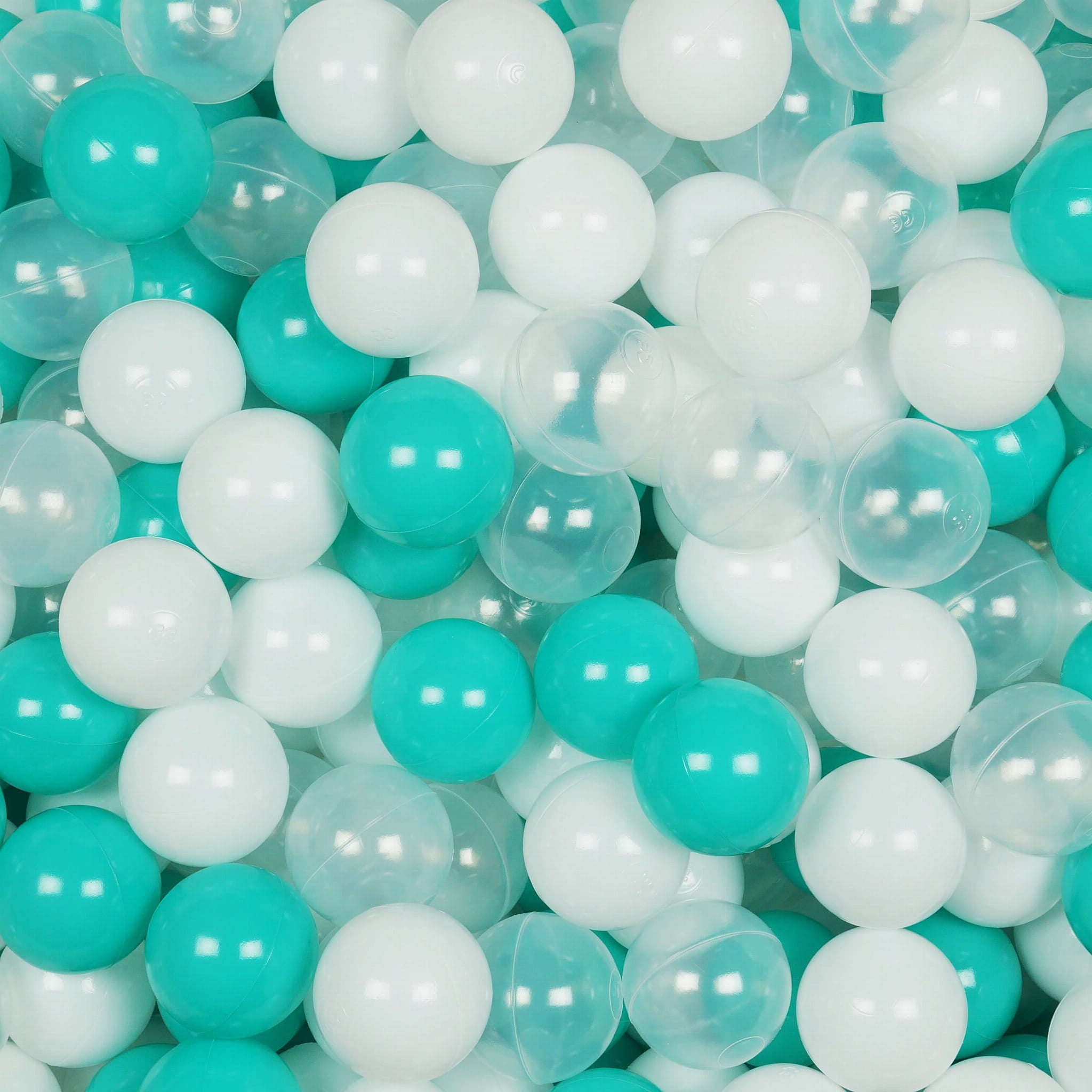 Balles de jeu ø7cm 300 pièces blanc, transparent, turquoise