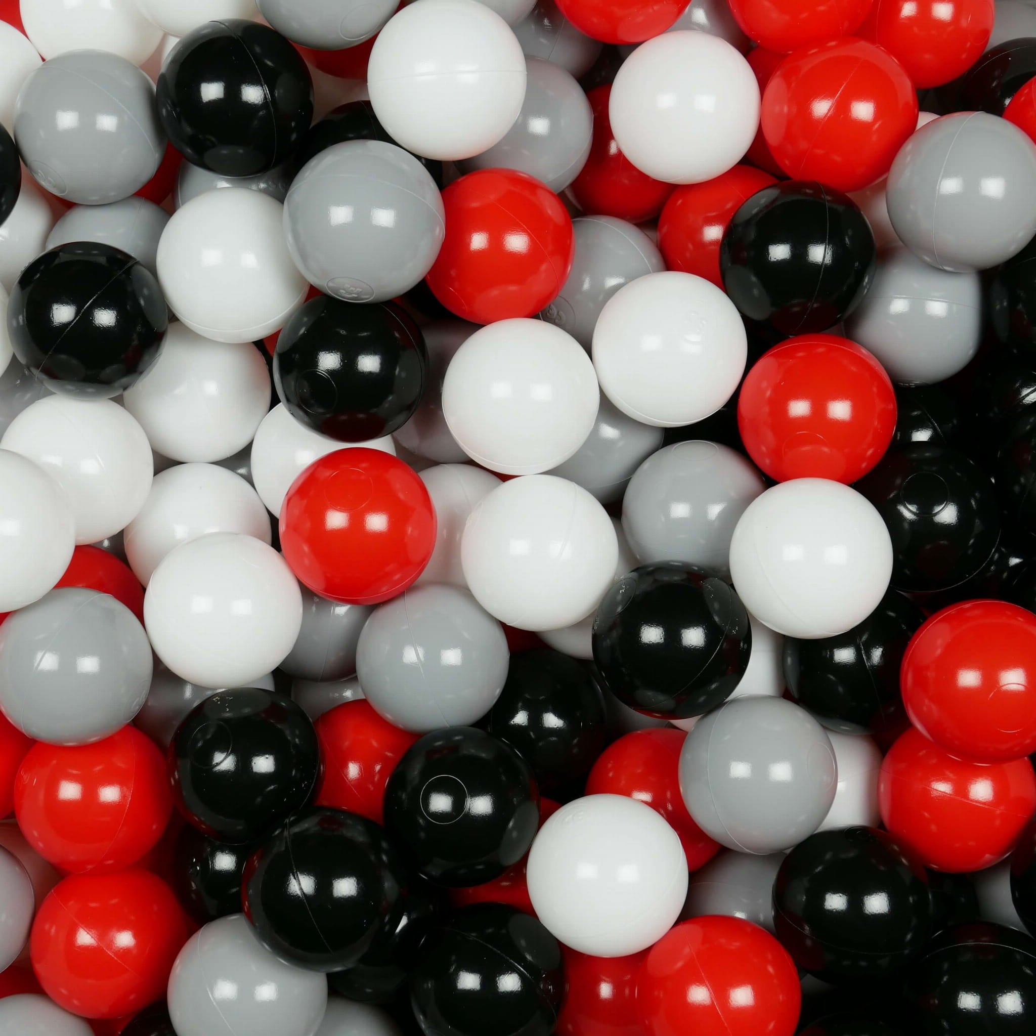 Balles de jeu ø7cm 400 pièces blanc, rouge, noir, gris