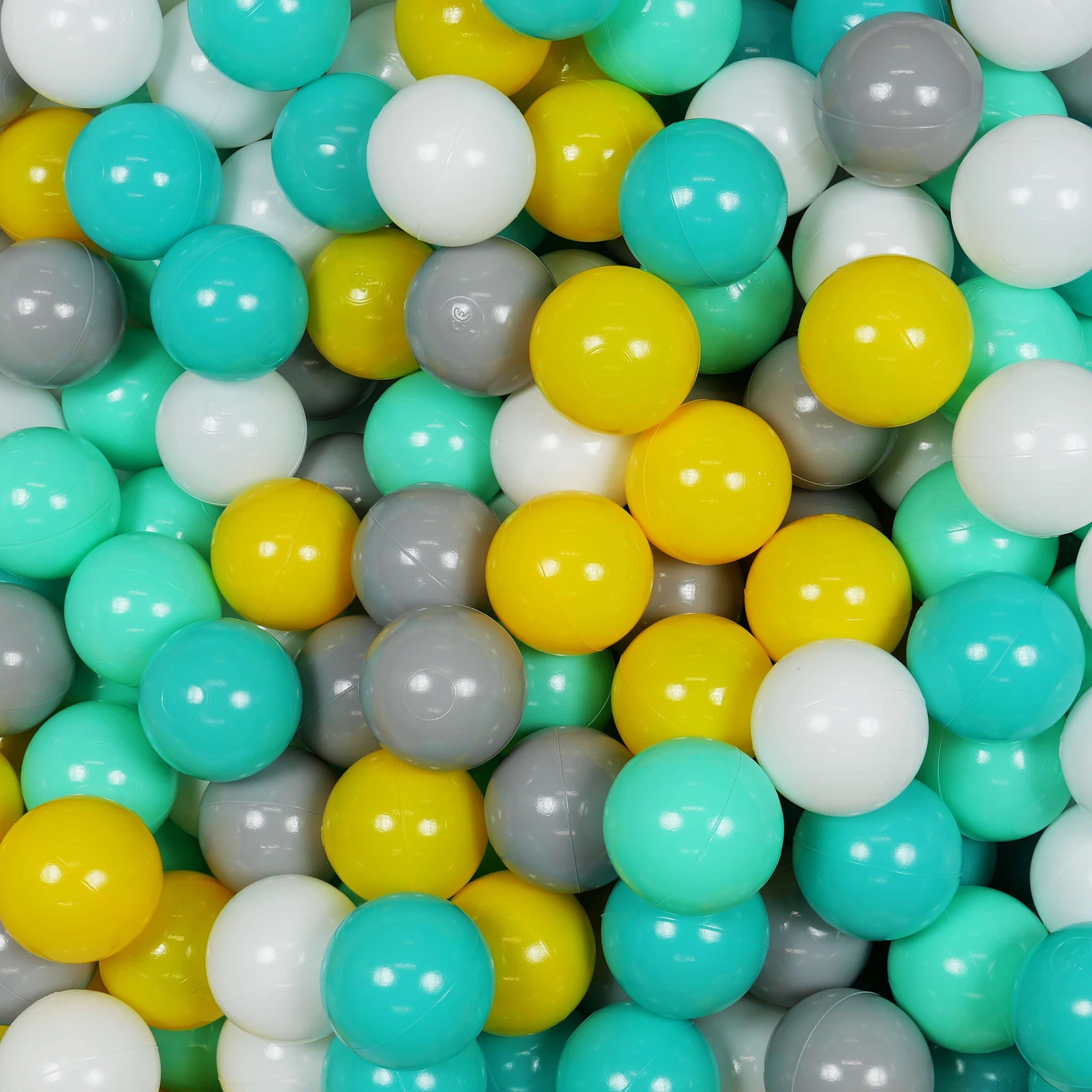 Balles de jeu ø7cm 400 pièces jaune, menthe, turquoise, blanc, gris