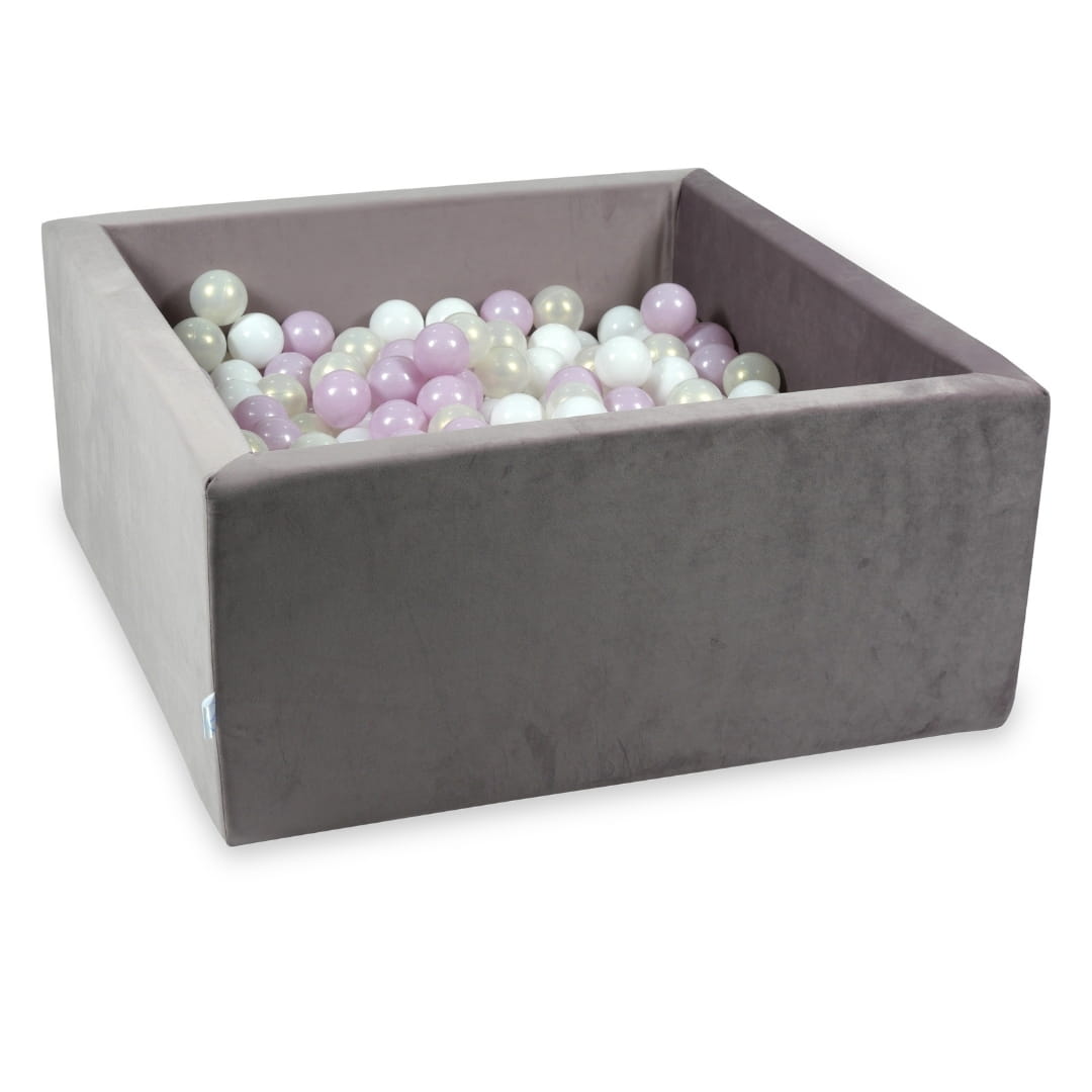 Piscine à Balles 90x90x40 Velvet lilac avec balles 400 pcs (blanc, rose clair perlé, iridescent)