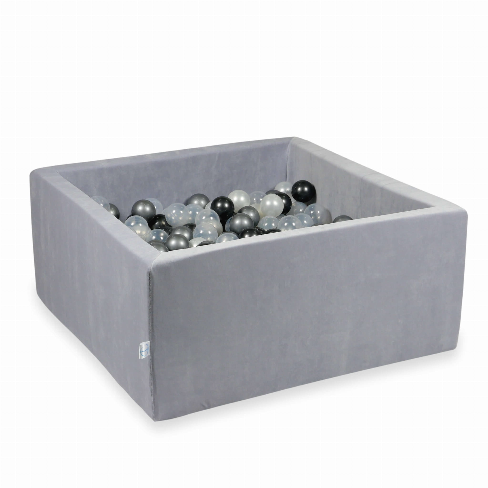 Piscine à Balles 90x90x40 Velvet Soft gris clair avec balles 400 pcs (perle, transparent, graphite métallique, argent)