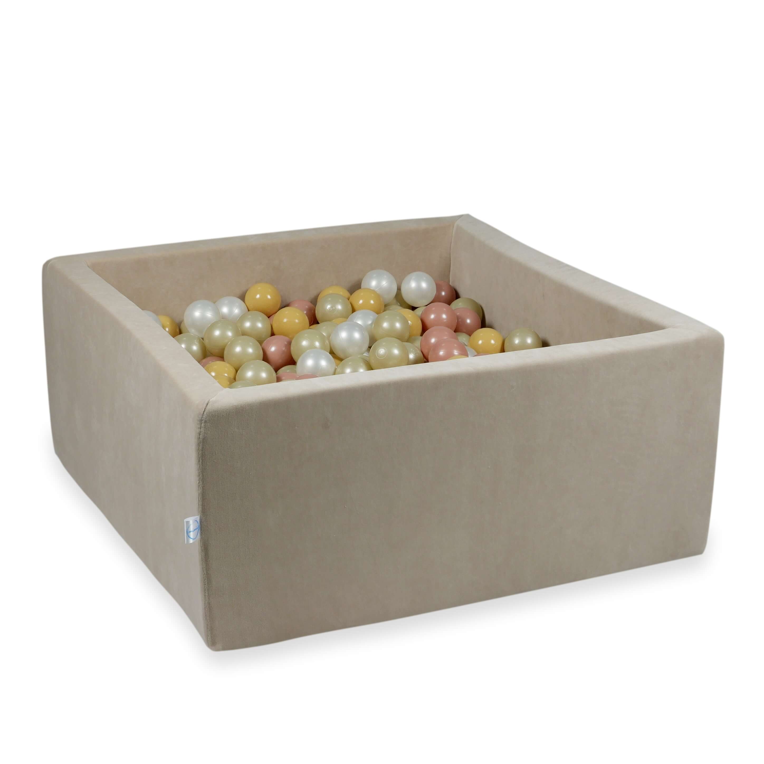 Piscine à Balles 90x90x40 Velvet Soft beige avec balles 400 pcs (or clair, perle, beige, or rose)
