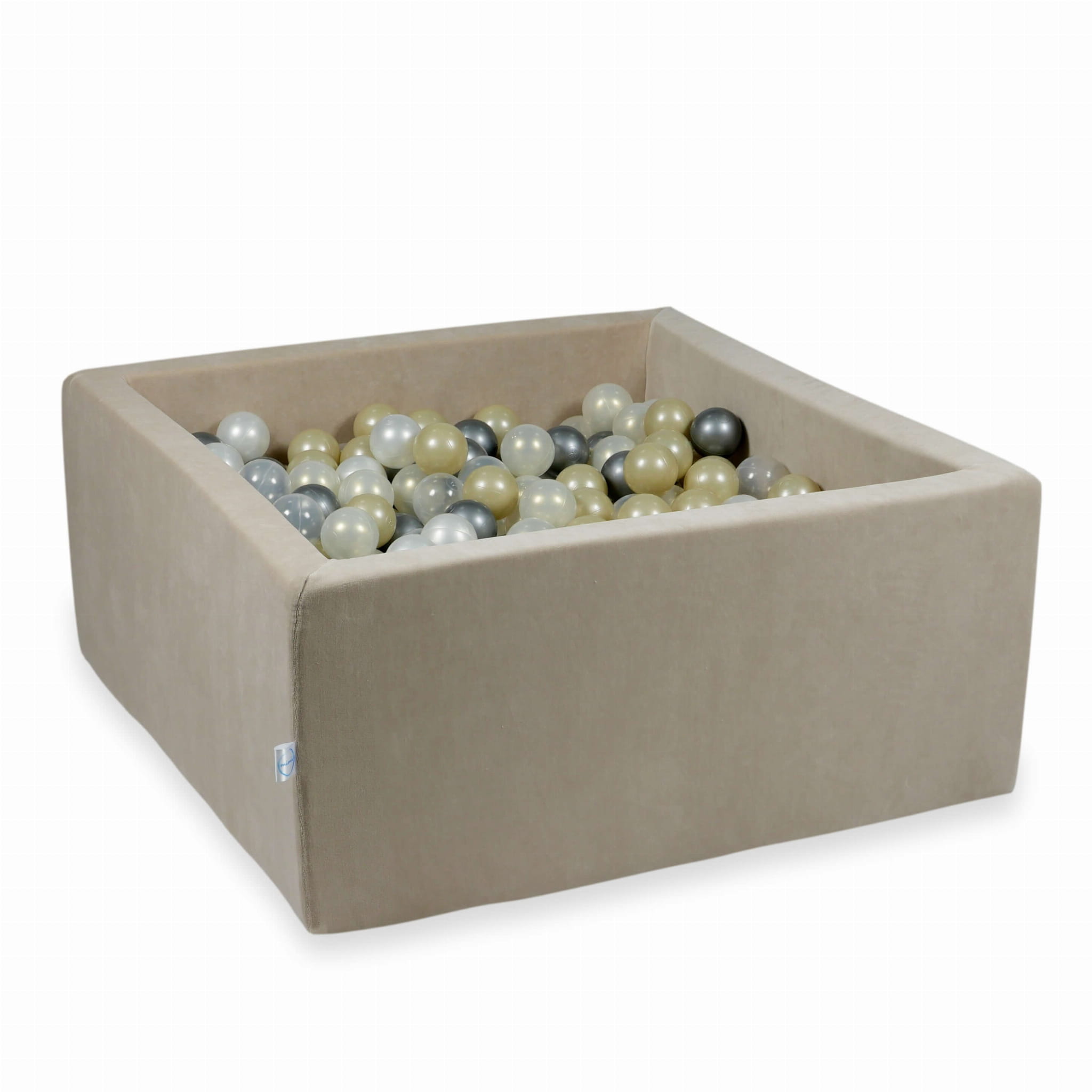 Piscine à Balles 90x90x40 Velvet Soft beige avec balles 400 pcs (or clair, iridescent, perlé, transparent, argent)