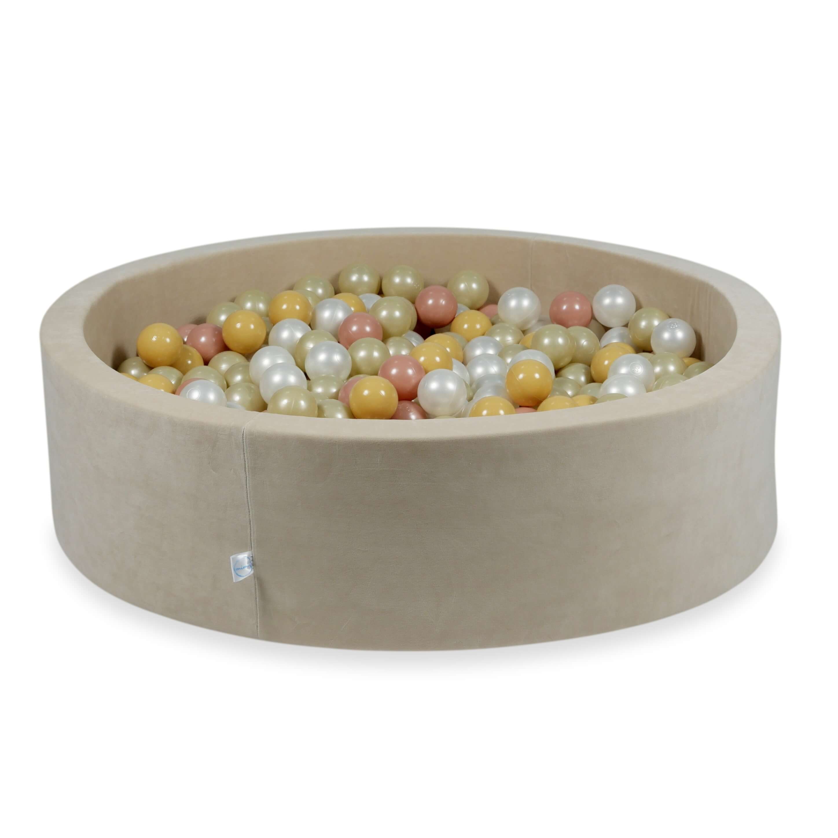 Piscine à Balles 110x30 Velvet Soft beige avec balles 400 pcs (or clair, perle, beige, or rose)
