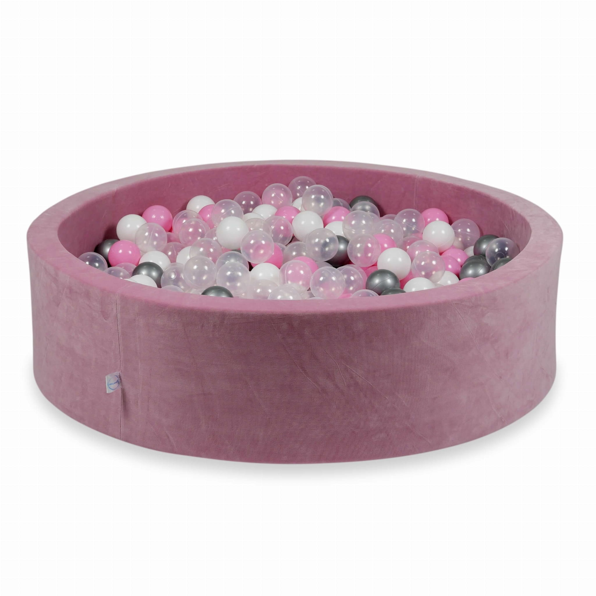 Piscine à Balles 110x30 Velvet Soft rose avec balles 400 pcs (rose poudré, argent, blanc, transparent)