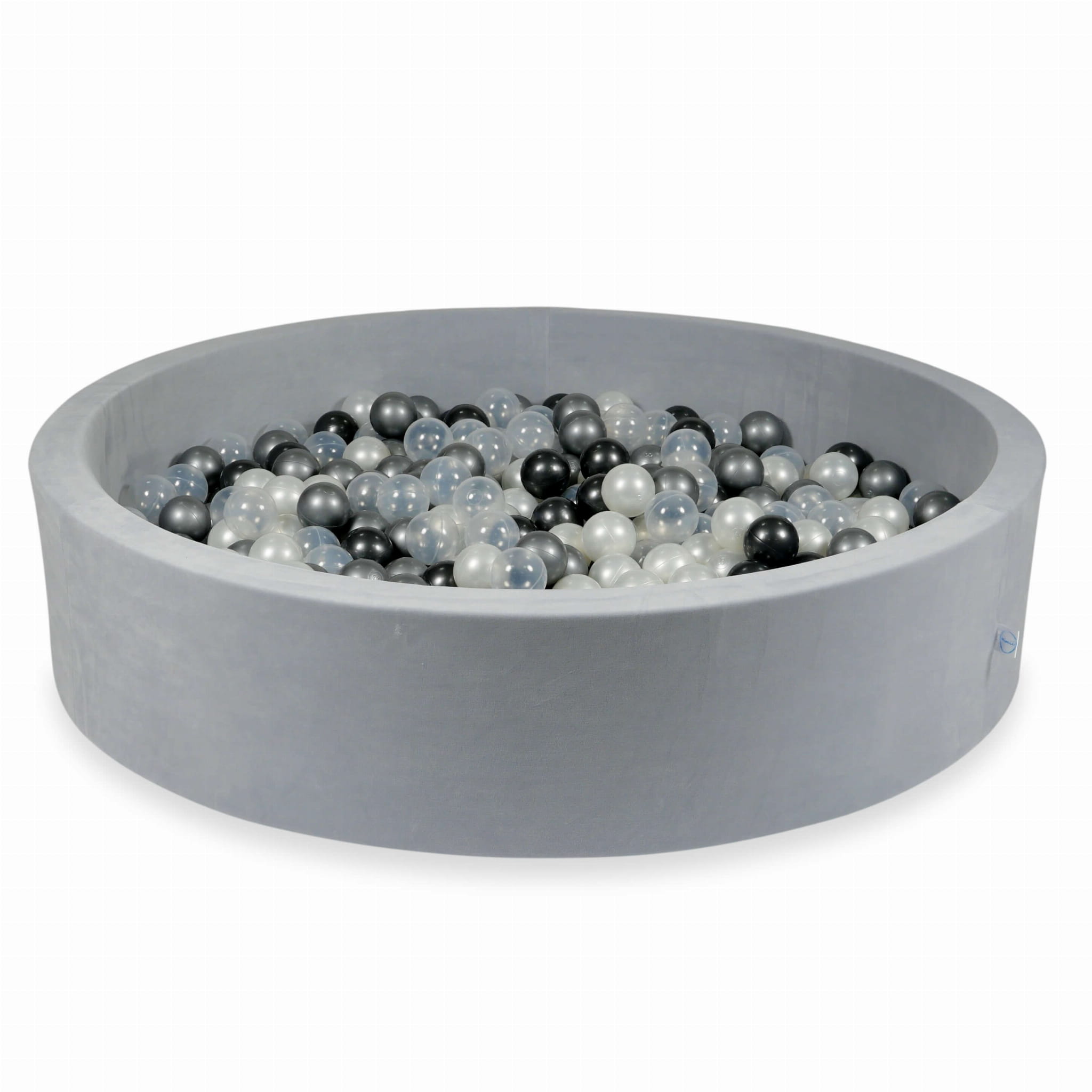Piscine à Balles 130x30 Velvet Soft gris clair avec balles 600 pcs (perle, transparent, graphite métallique, argent)