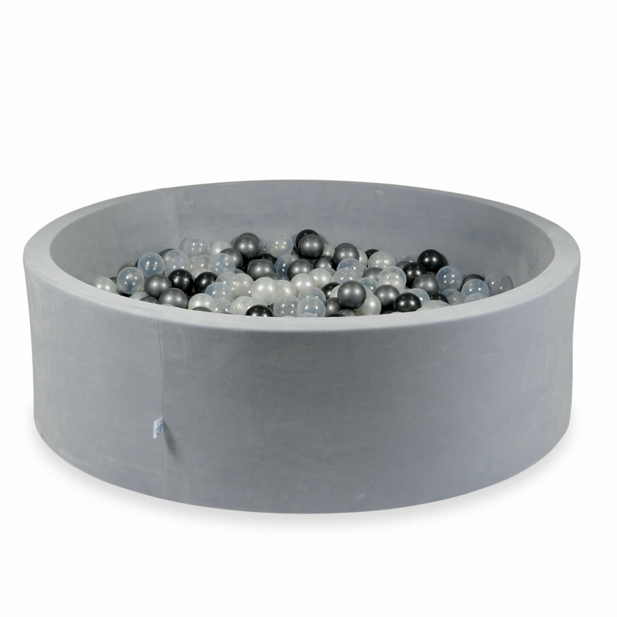 Piscine à Balles 130x40 Velvet Soft gris clair avec balles 700 pcs (perle, transparent, graphite métallique, argent)