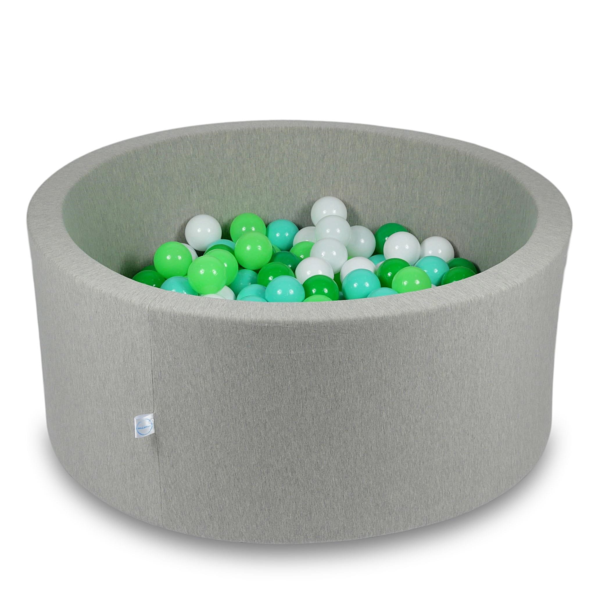 Piscine à Balles 90x40cm gris clair avec balles 300pcs (blanc, céladon, menthe, vert)