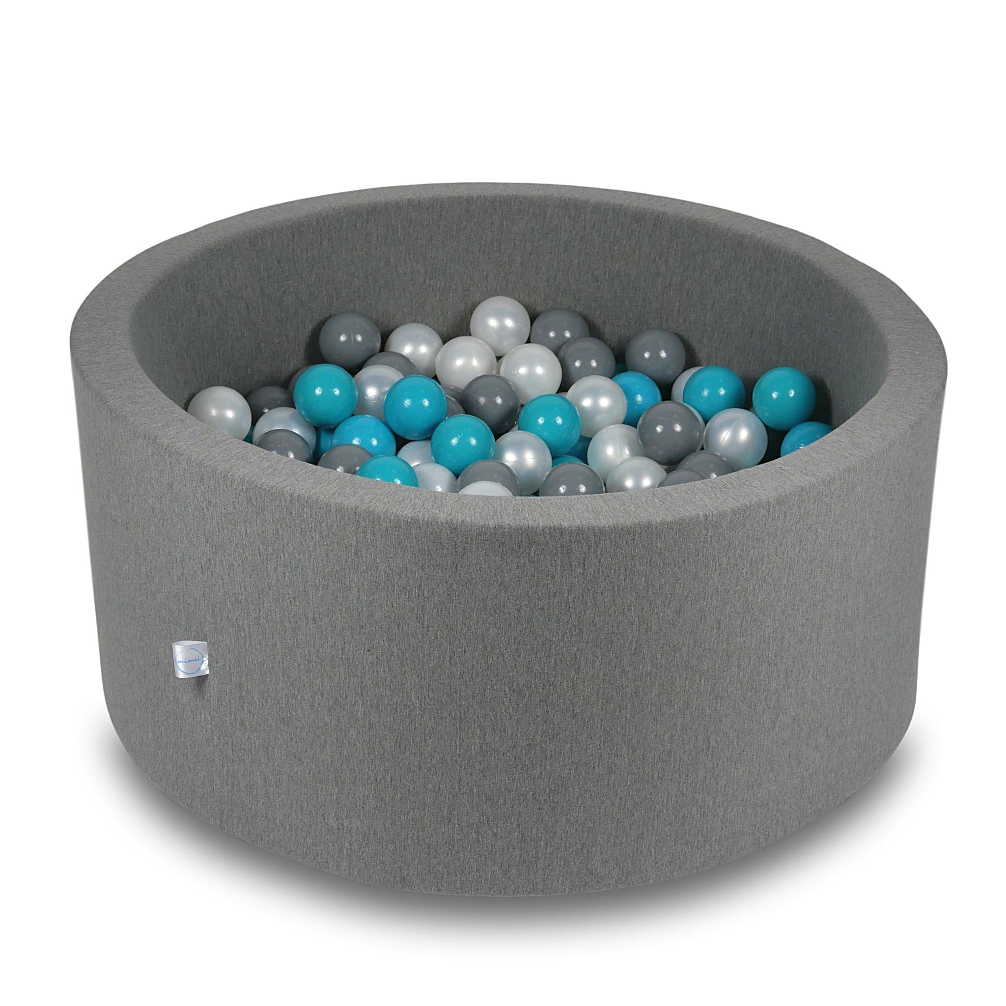 Piscine à Balles 90x40cm grise avec balles 300pcs (turquoise, gris, perle)