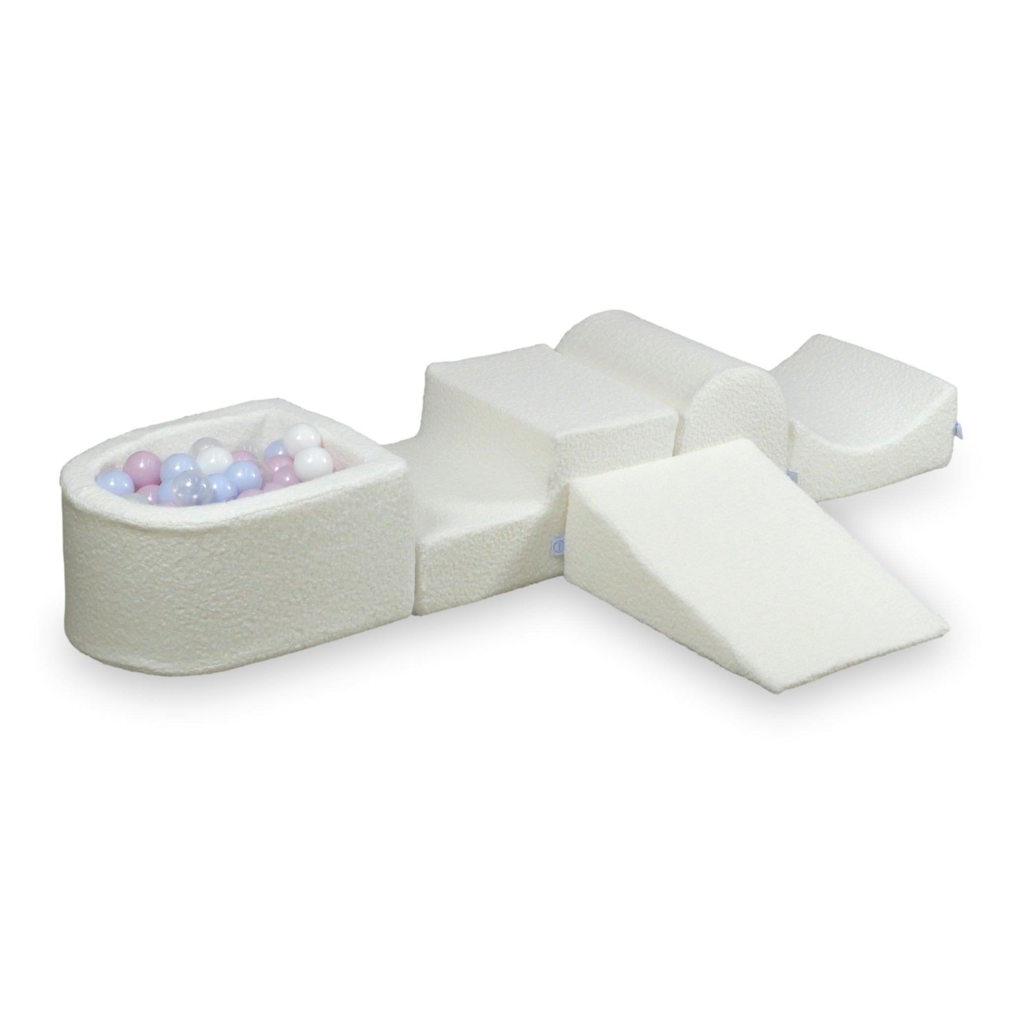 Aire de jeux en mousse avec colline et piscine micro Boucle Blanc + 100 balles