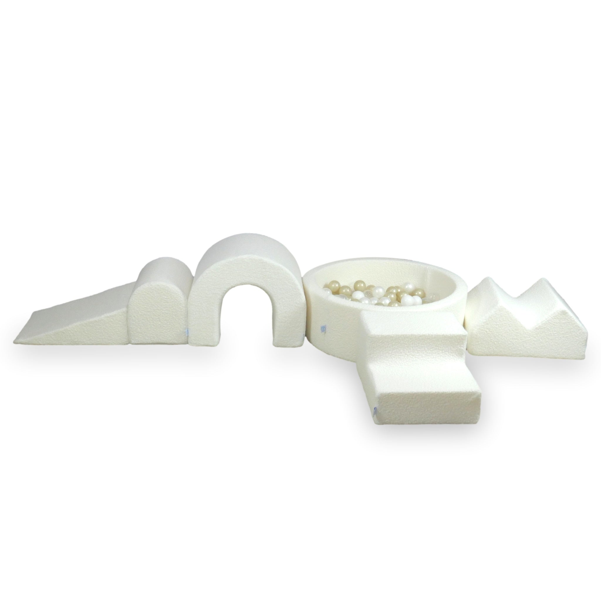 Aire de jeux en mousse avec piscine ronde 90x30 Boucle Blanc + 5 éléments + 200 balles