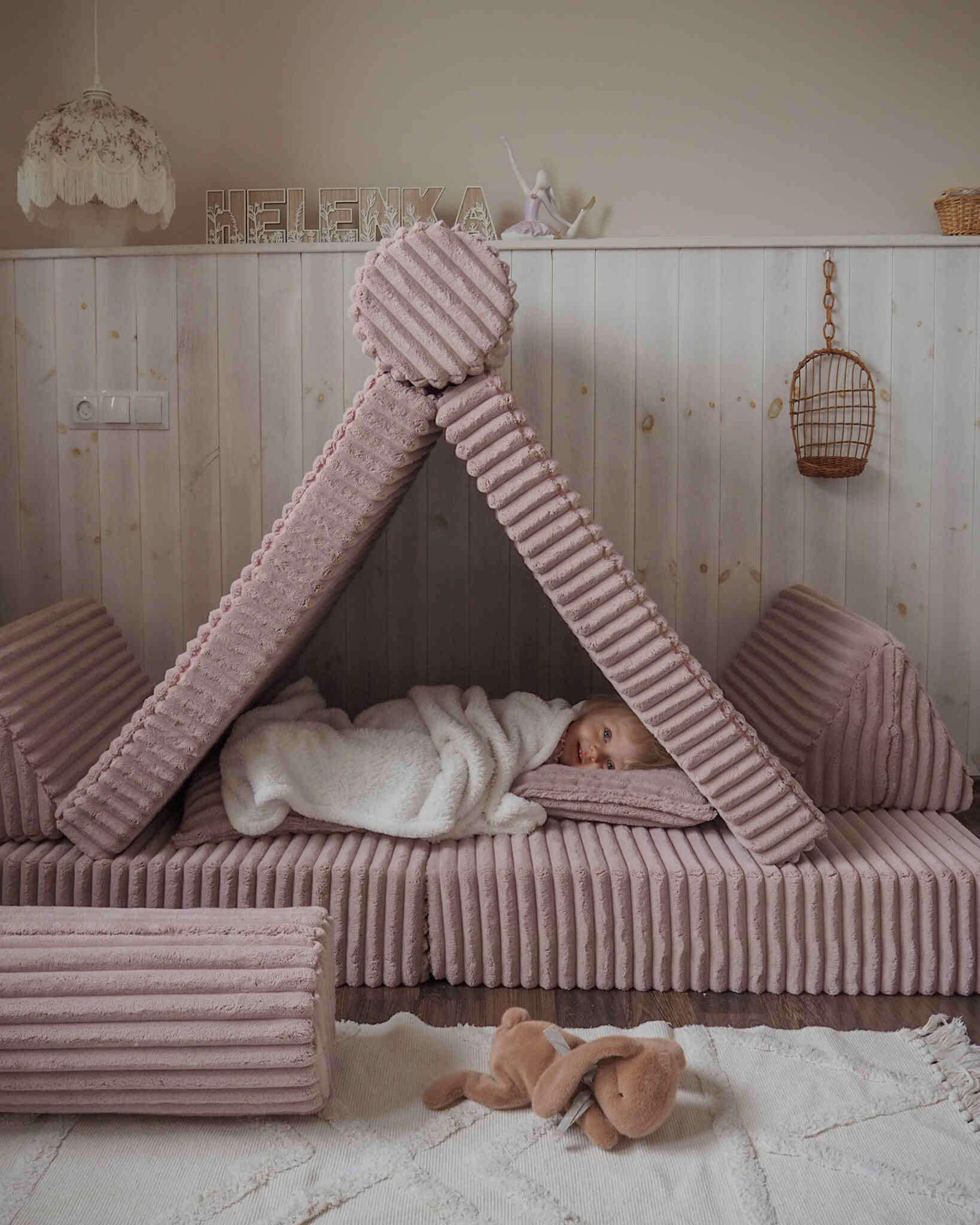 Canapé de jeu Montessori de luxe  Tissu gaufré