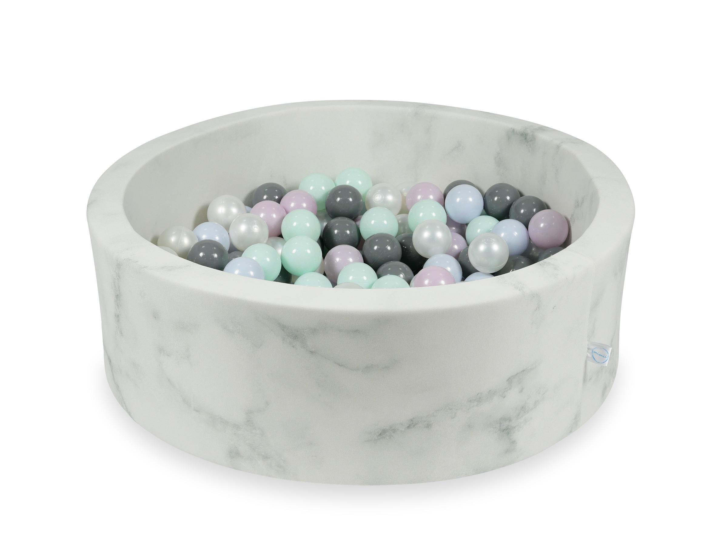 Piscine à balles en velours Marble 90x30 cm avec 200 balles