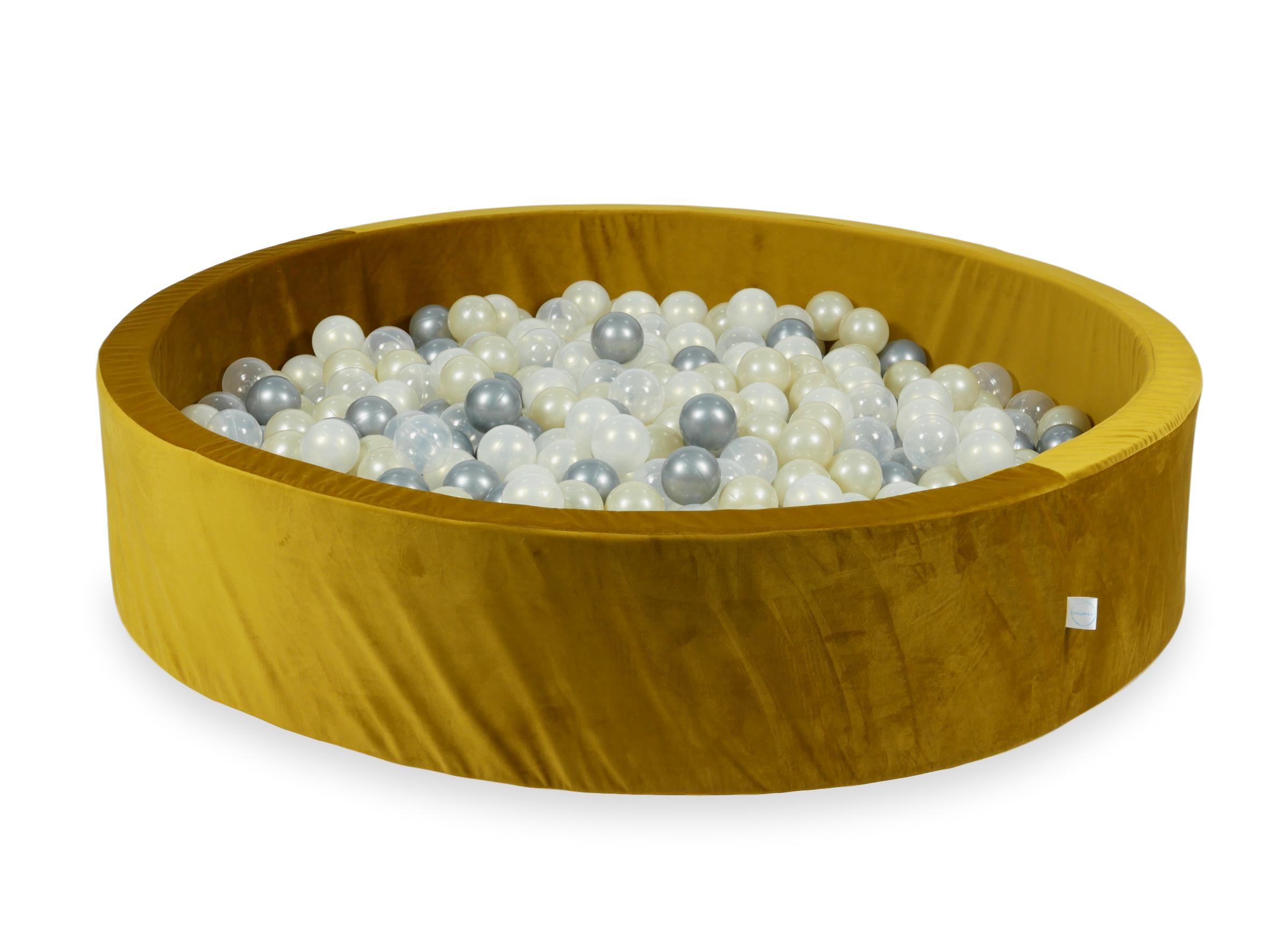 Piscine à balles en velours velvet dore 130x30 cm avec 600 balles