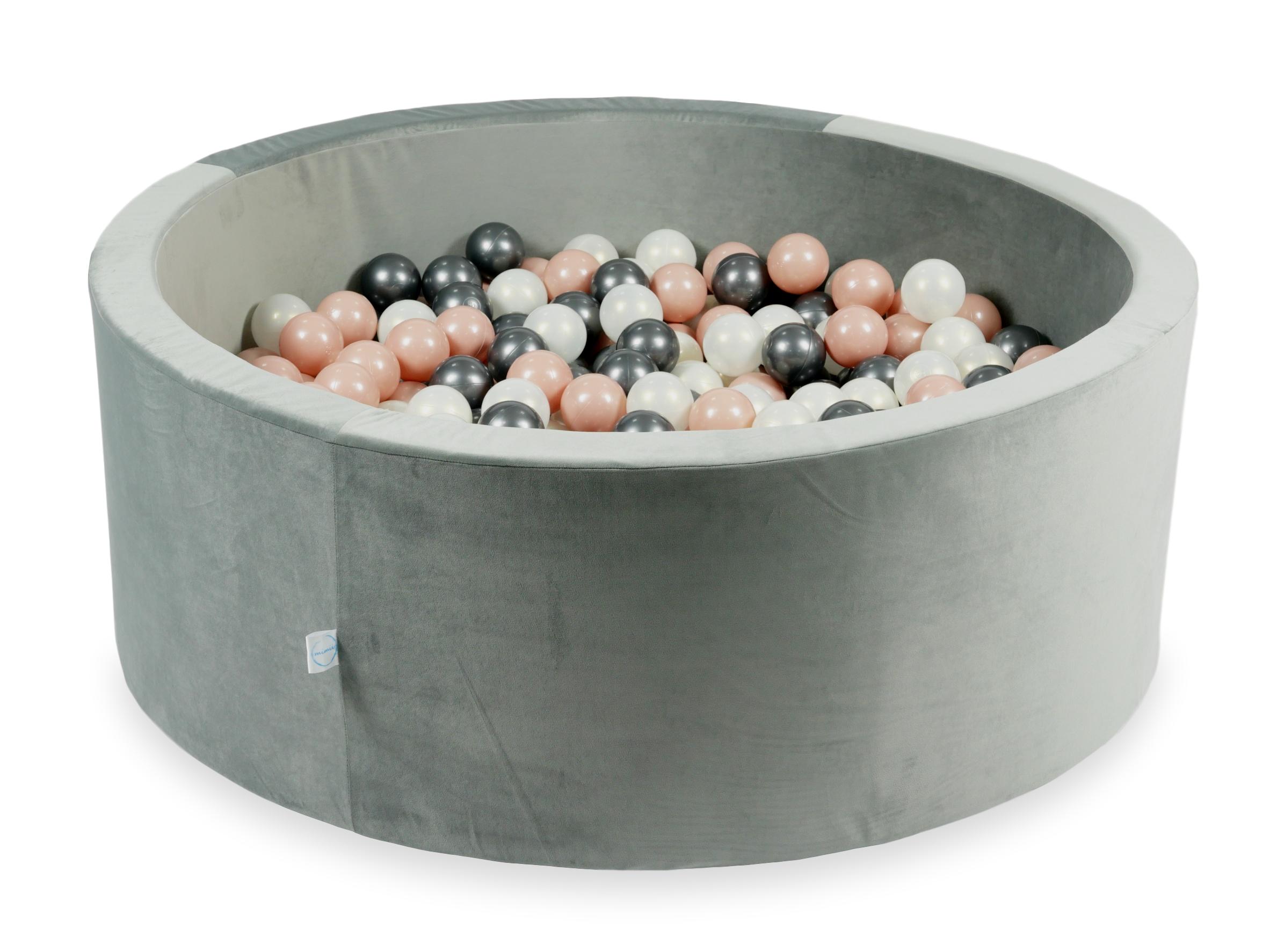 Piscine à balles en velours velvet gris 110x40 cm avec 500balles