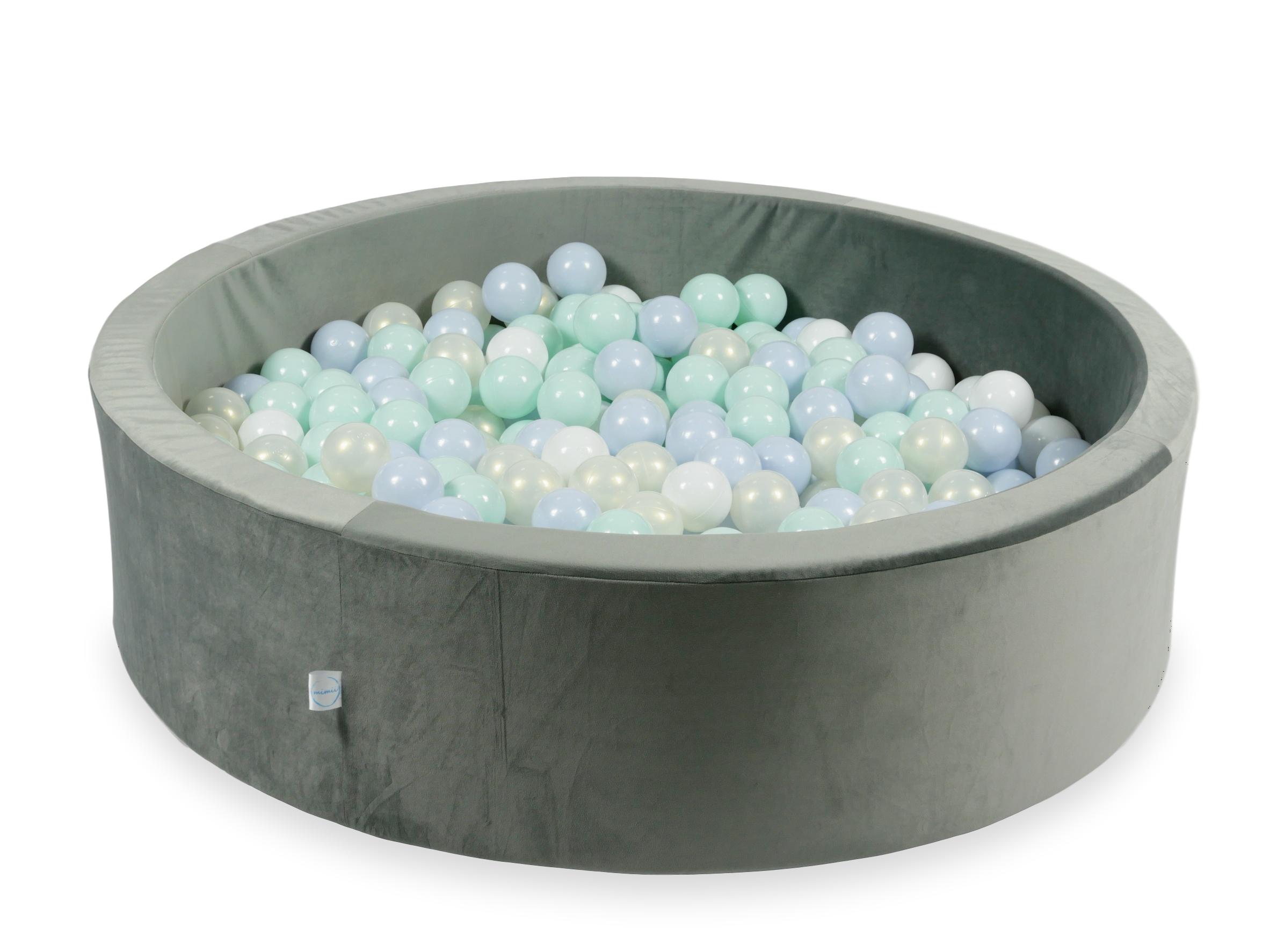 Piscine à balles en velours velvet gris 110x30 cm avec 400 balles