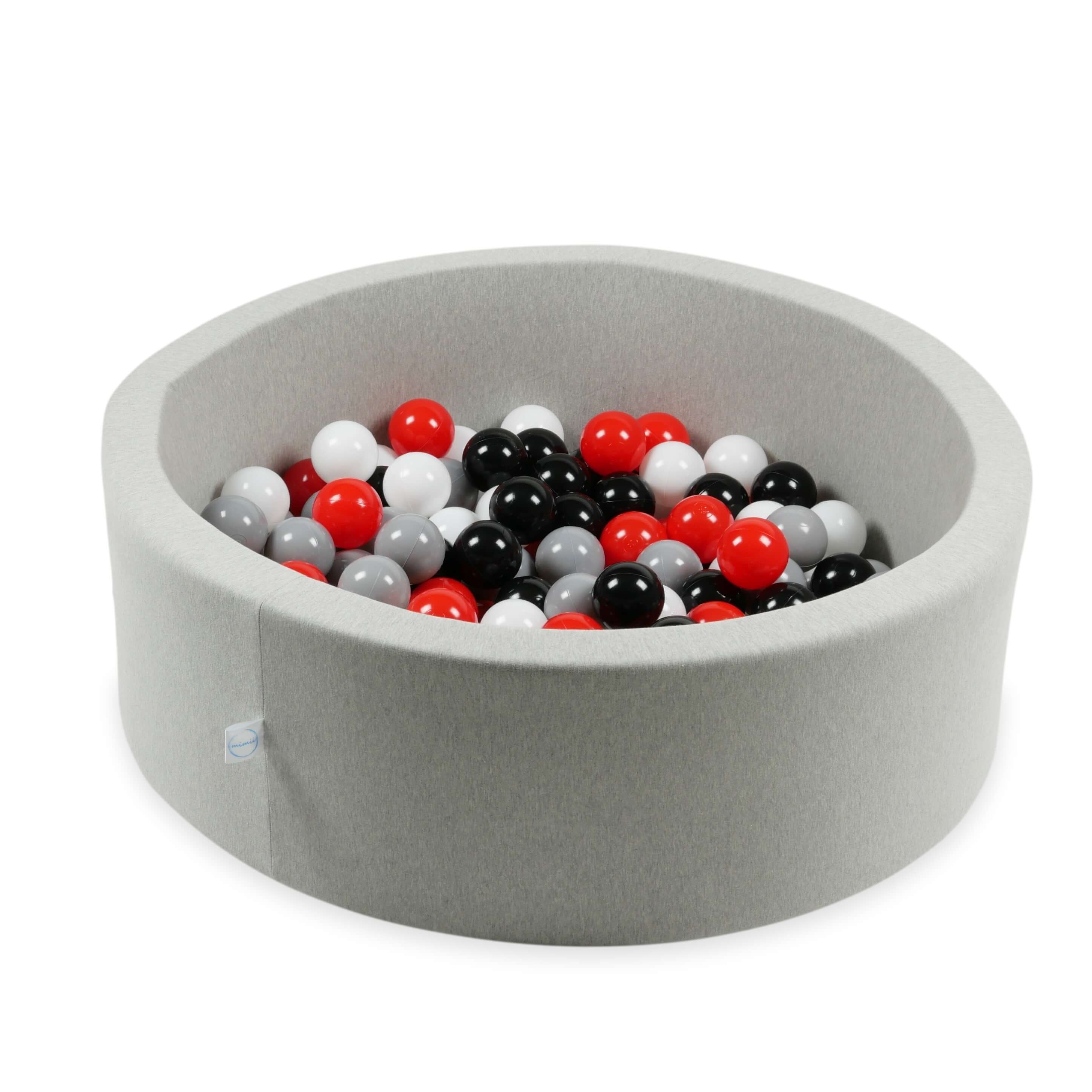 Balles de jeu ø7cm 300 pièces blanc, rouge, noir, gris