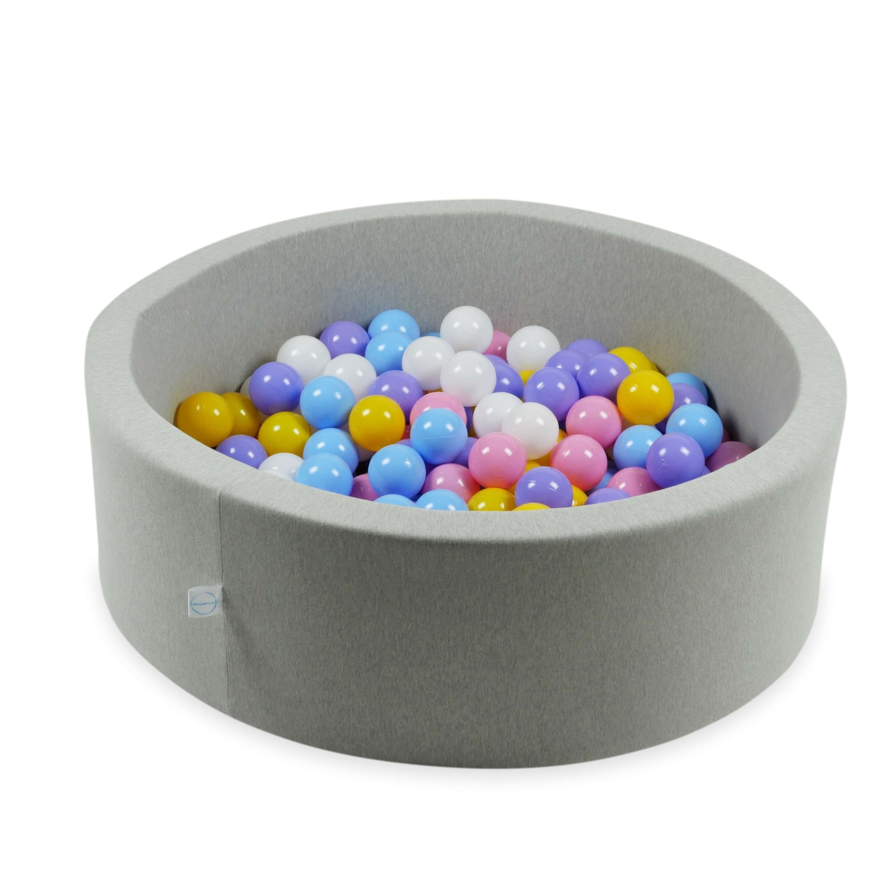 Balles de jeu ø7cm 50 pièces blanc, bruyère, rose poudre, jaune, bleu clair