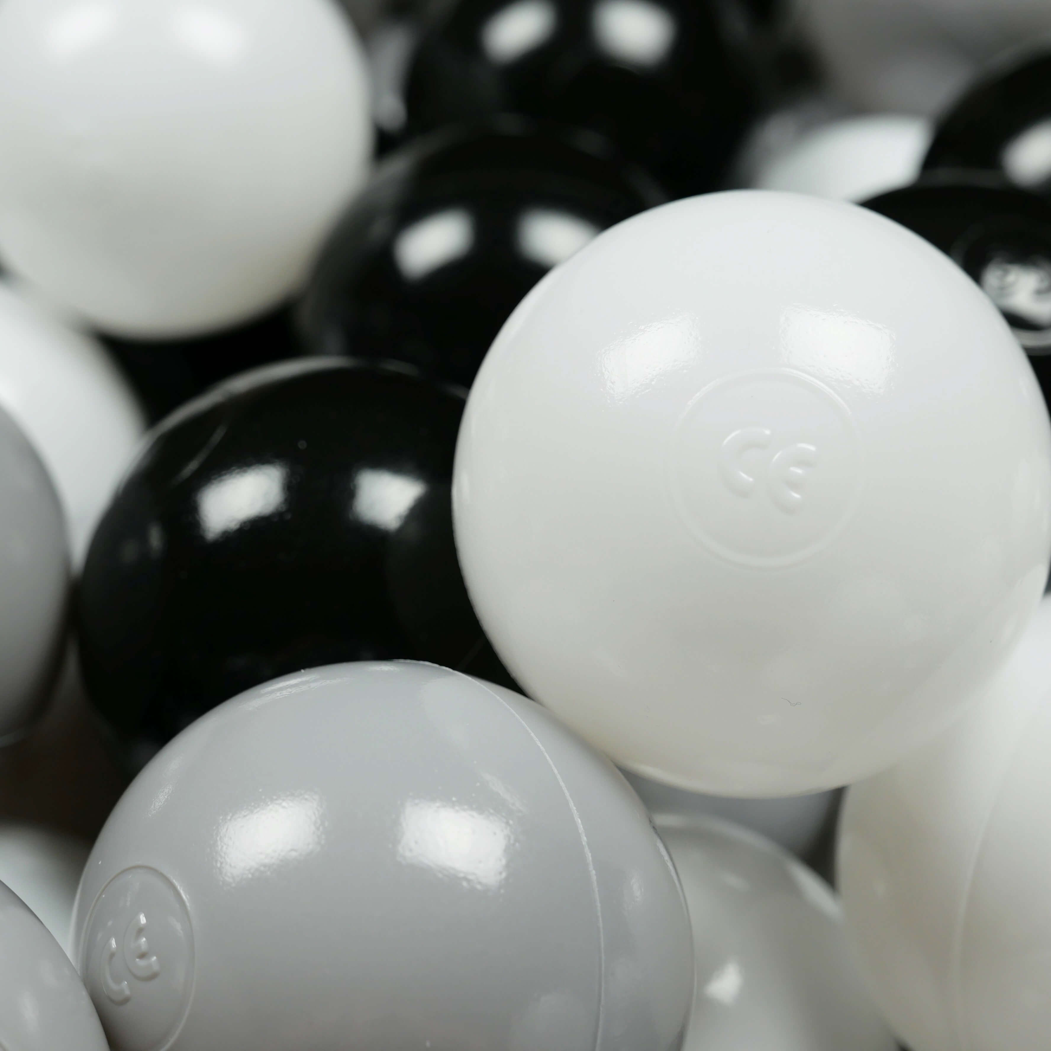 Balles de jeu ø7cm 200 pièces blanc, noir, gris
