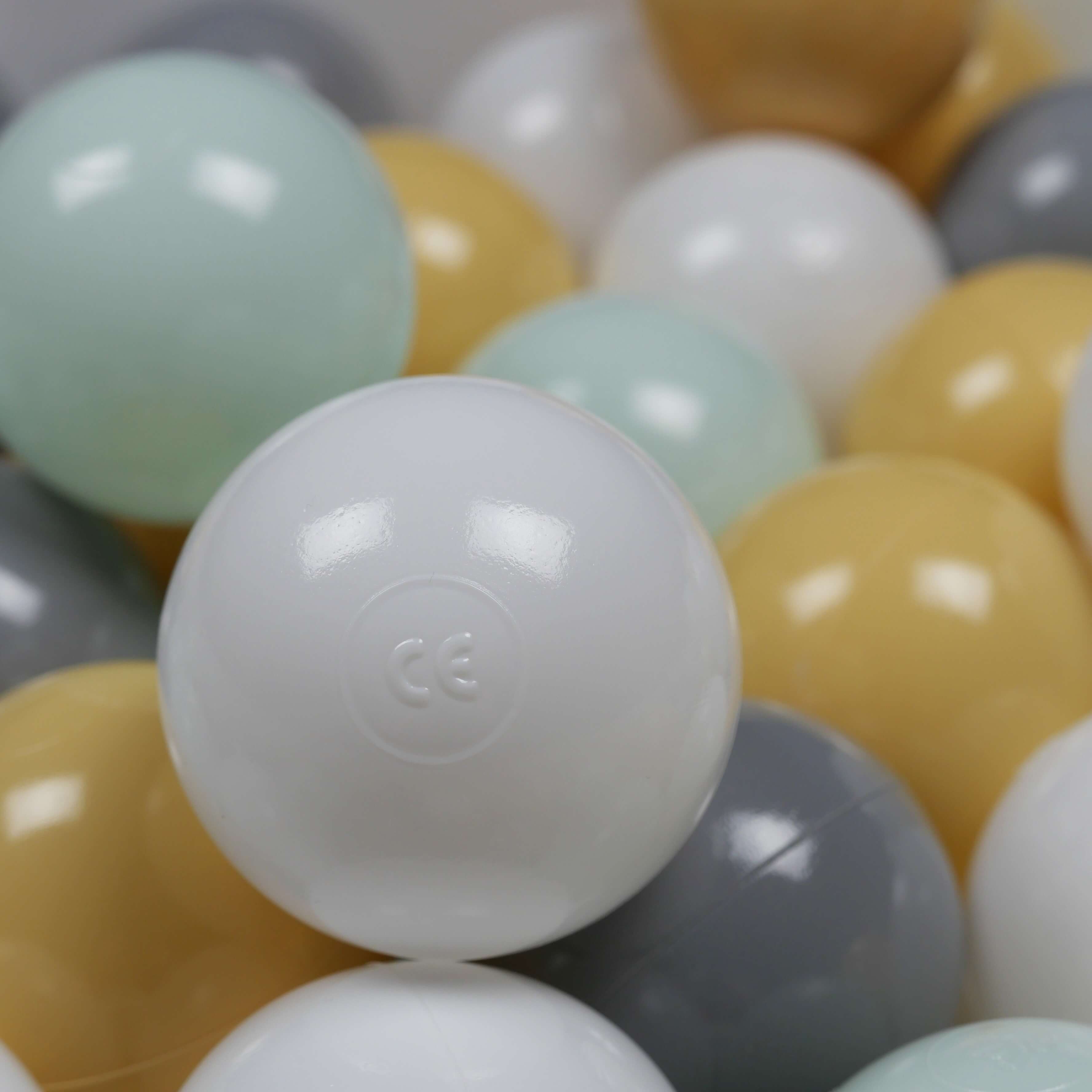 Balles de jeu ø7cm 200 pièces blanc, menthe claire, gris, beige