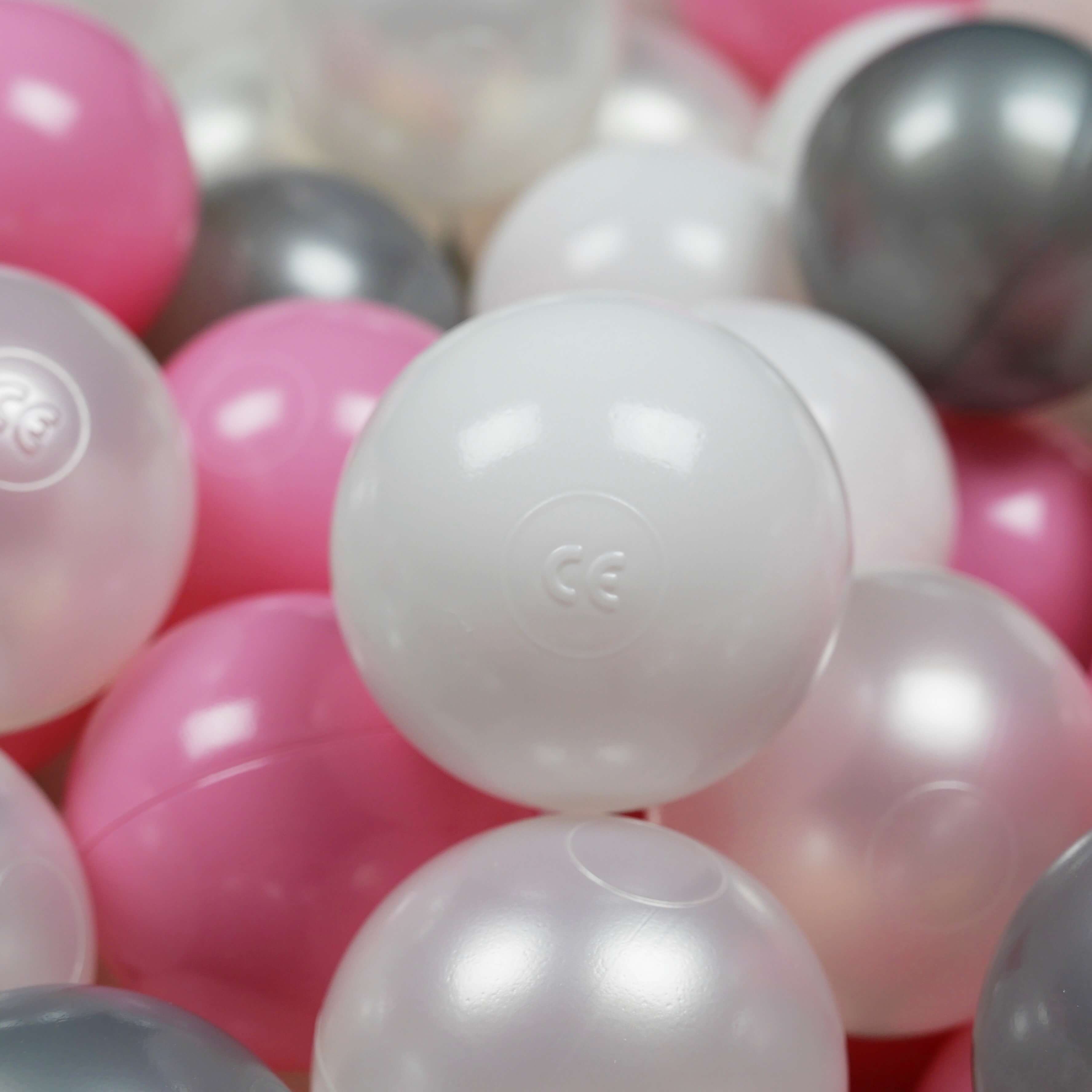 Balles de jeu ø7cm 200 pièces blanc, perle, argent, rose poudré