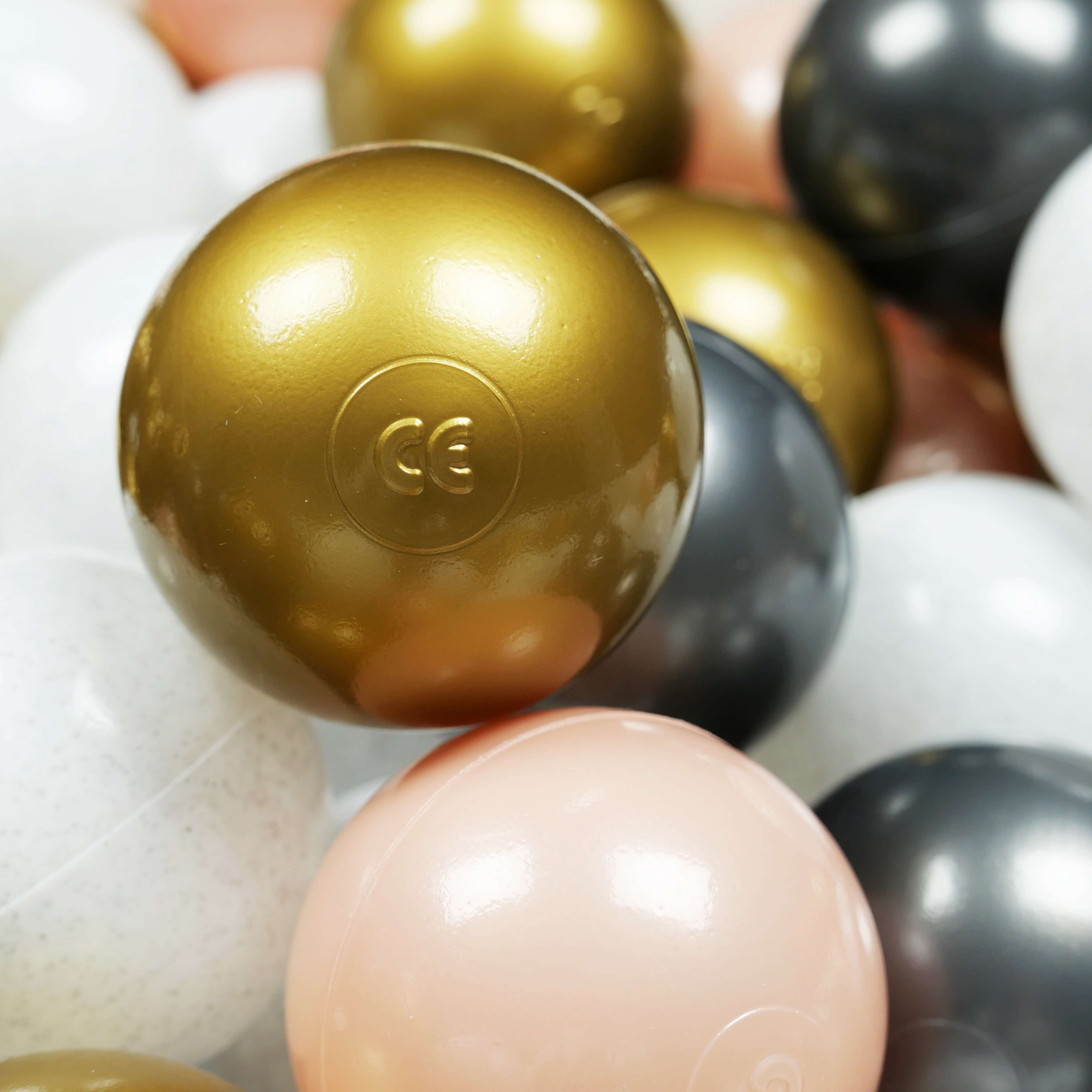Balles de jeu ø7cm 50 pièces Pull blanc, graphite métallique, dore rose, vieil or