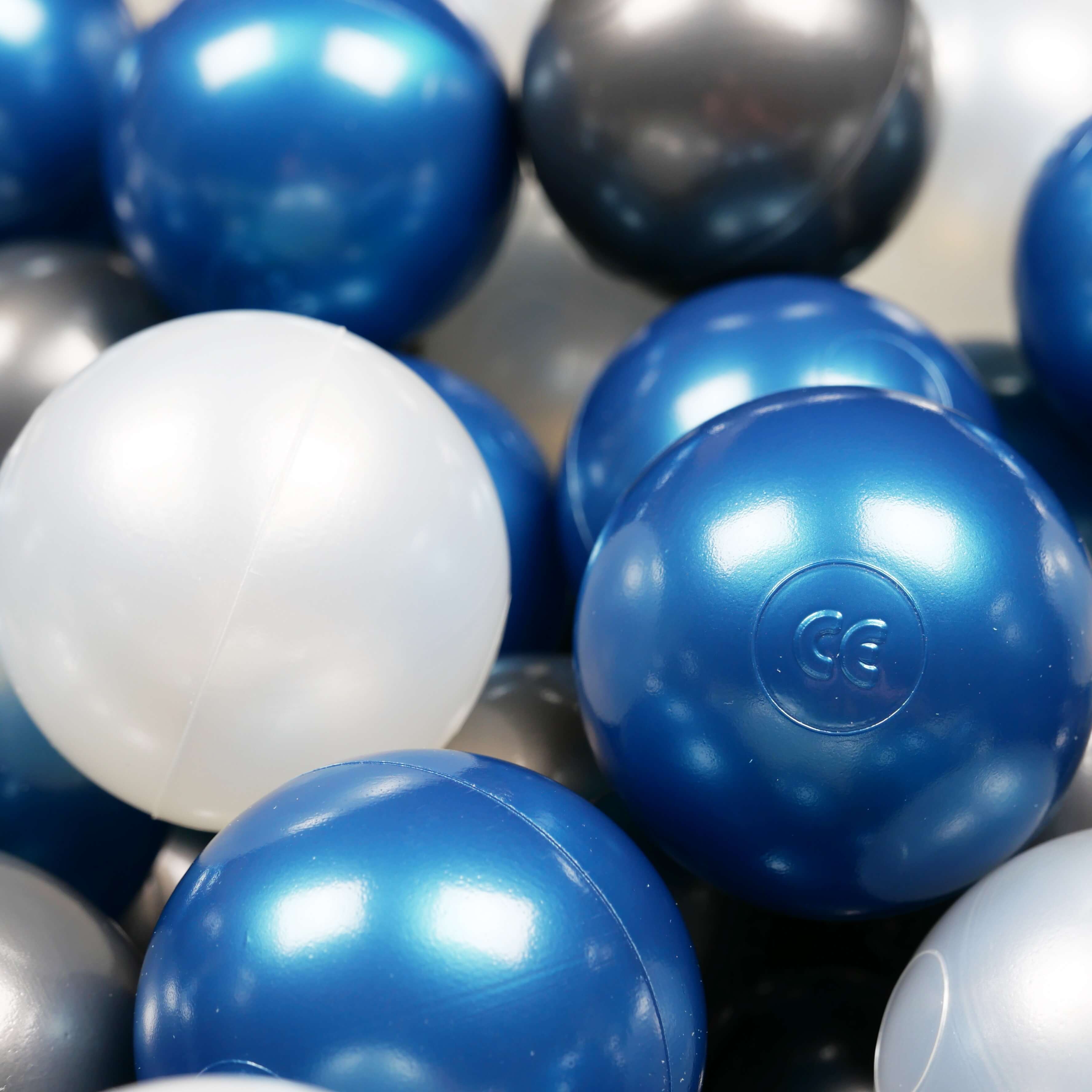 Balles de jeu ø7cm 150 pièces perle, bleu métallique, graphite métallique