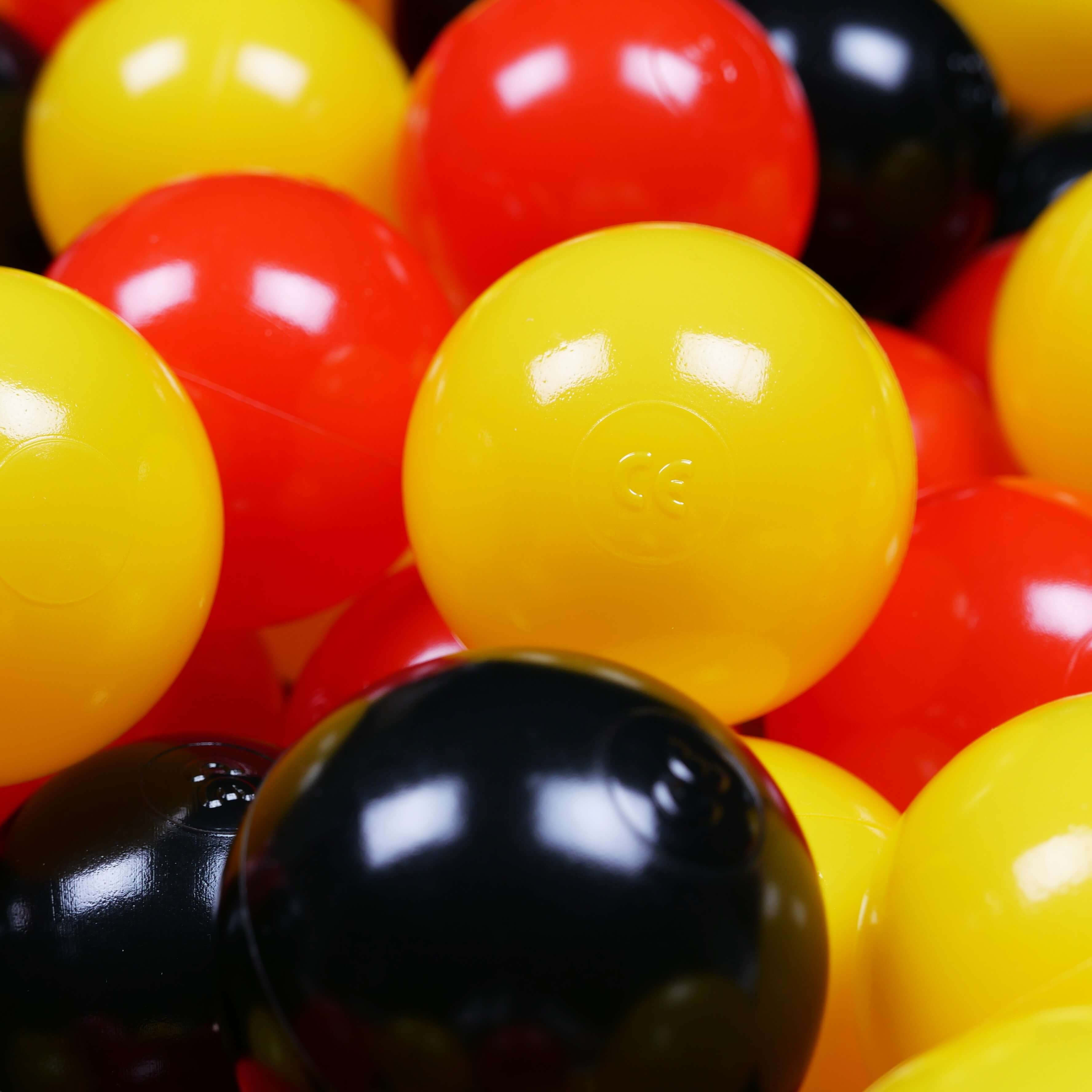 Balles de jeu ø7cm 50 pièces jaune, rouge, noir