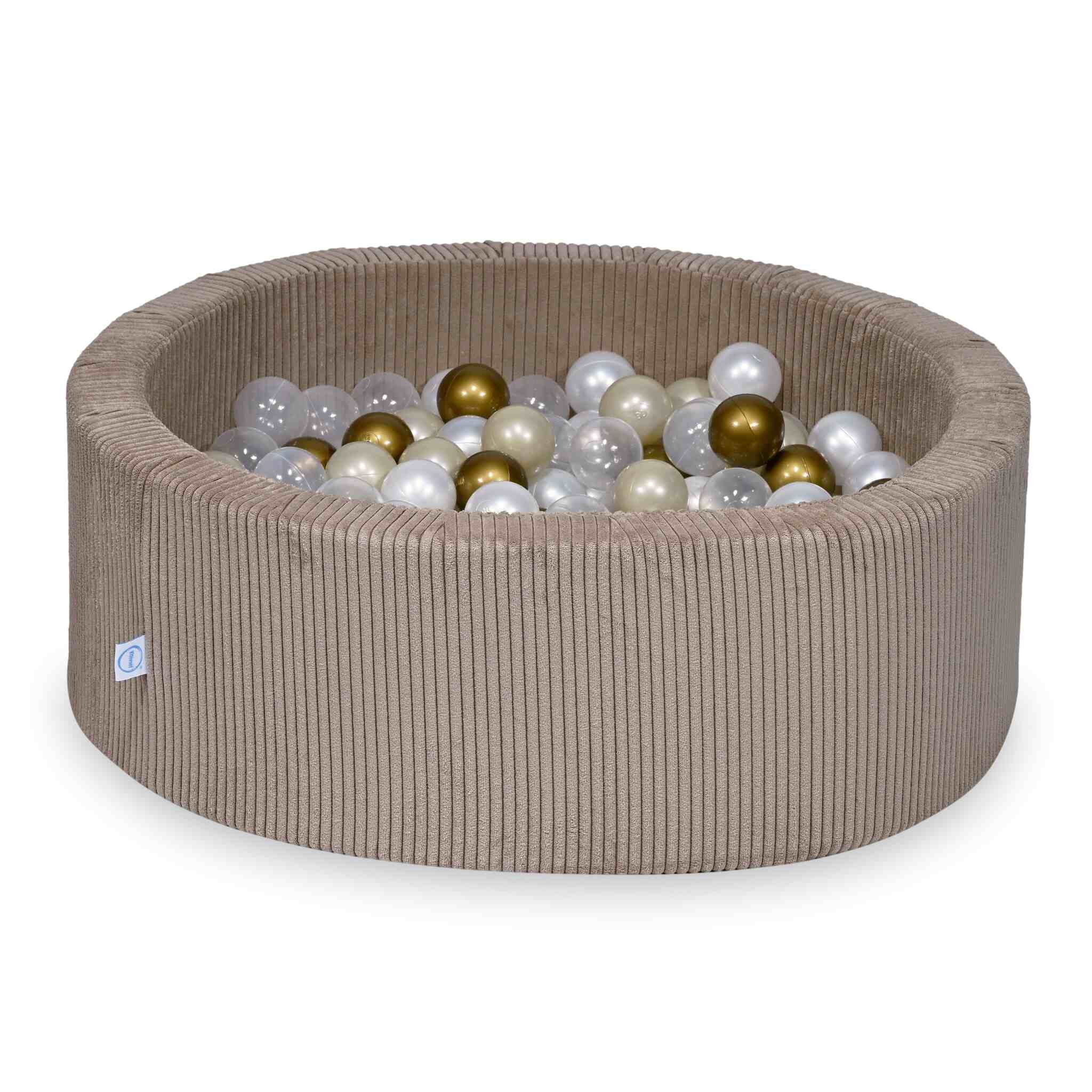 Piscine à balles en velours côtelé Toffee 90x30 cm avec 200 balles