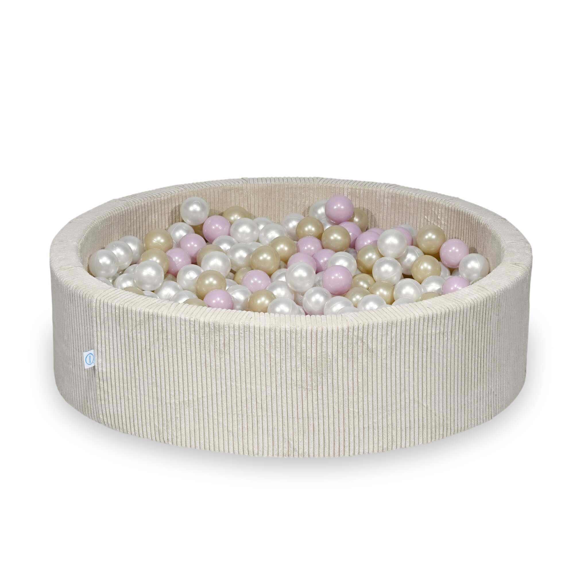Piscine à balles en velours côtelé beige 110x30 cm avec 400 balles