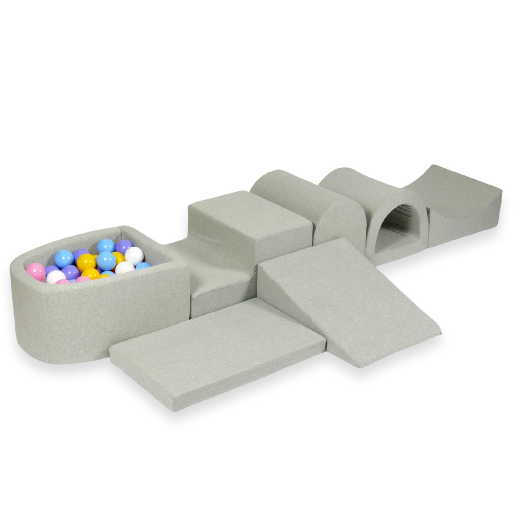 CONFIGURATEUR DE PARCOURS DE MOTRICITÉ – ENSEMBLE 16 (COIN, COLLINE, MARCHES, BERCEAU, PONT, TAPIS)