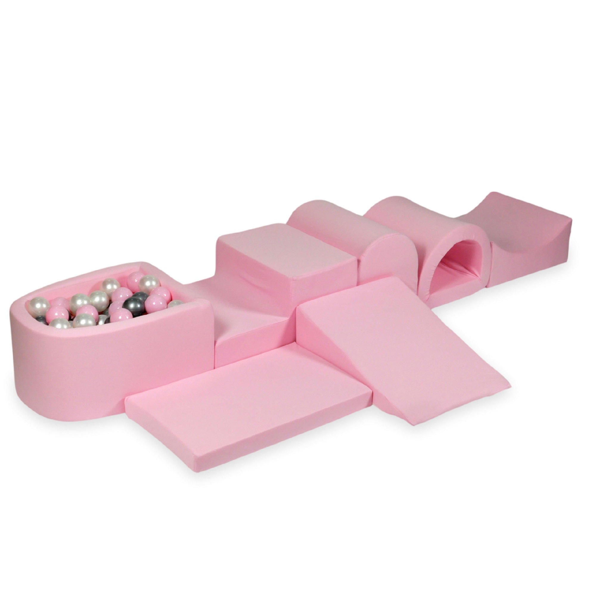 Plus grande aire de jeux en mousse avec piscine micro rose poudré + 100 balles
