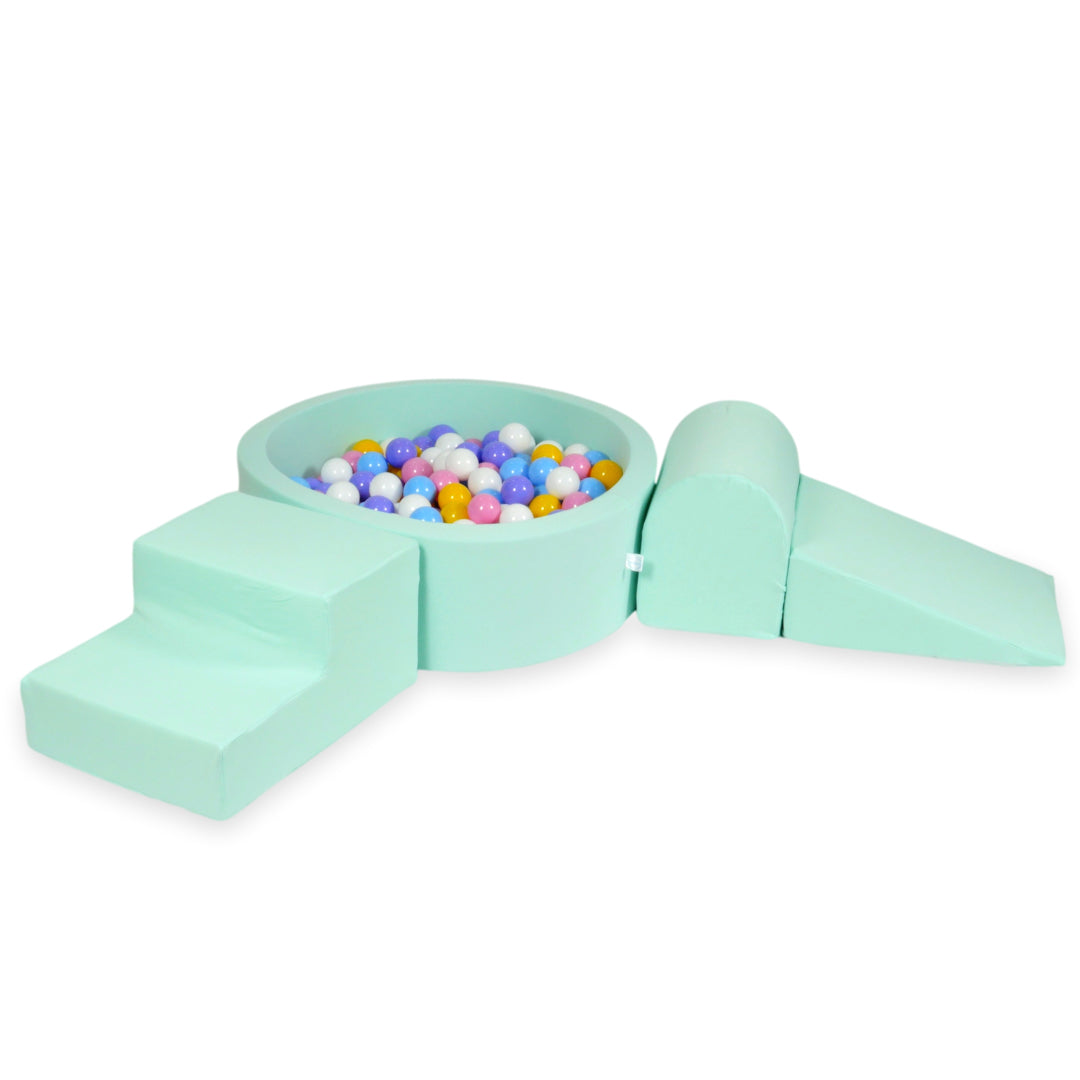Aire de jeux en mousse avec piscine ronde 90x30 menthe + 200 balles