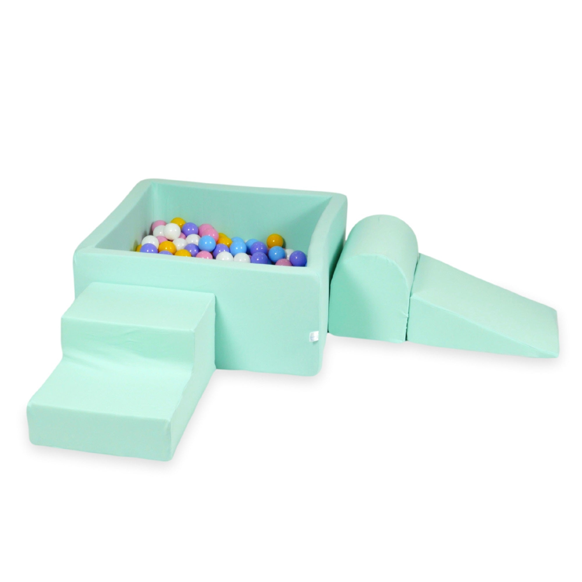 Aire de jeux en mousse avec piscine à balles carrée set de jeu enfant 90x90x40 menthe + 400 balles