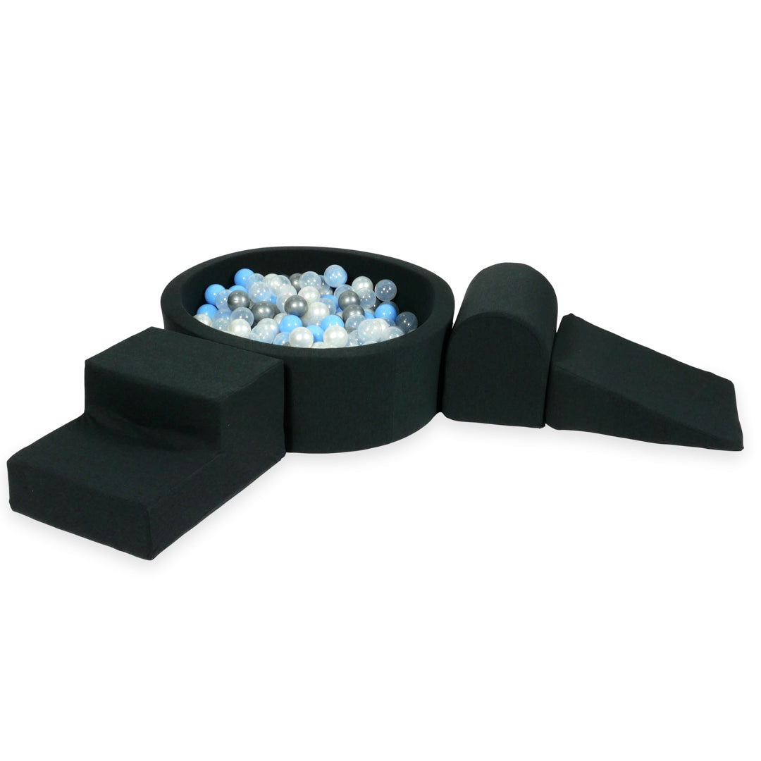 Aire de jeux en mousse avec piscine ronde 90x30 graphite + 200 balles