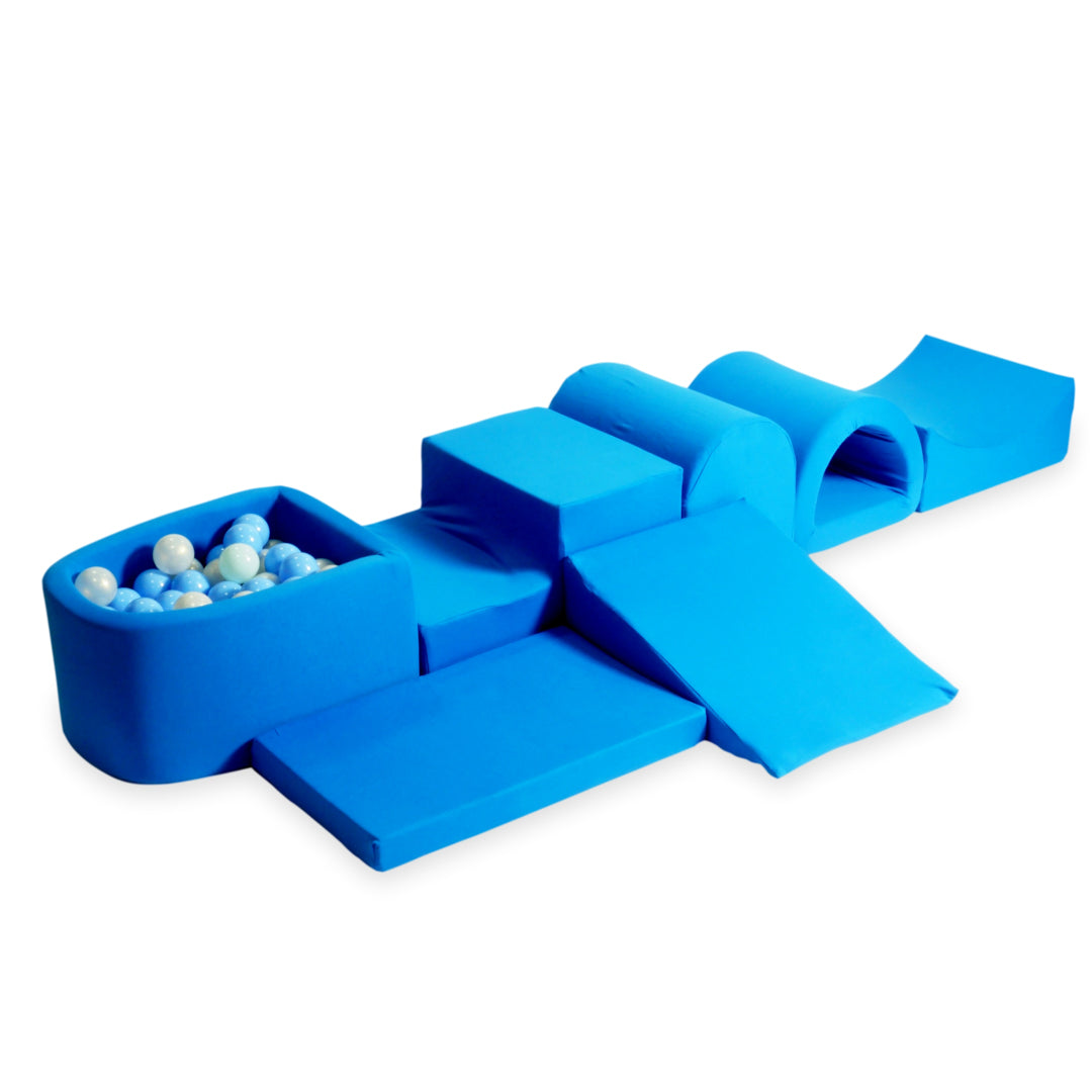 Plus grande aire de jeux en mousse avec piscine micro bleu +100 balles