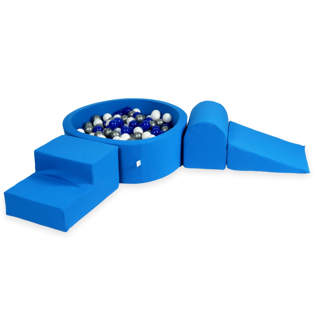 Aire de jeux en mousse avec piscine ronde 90x30 bleu + 200 balles