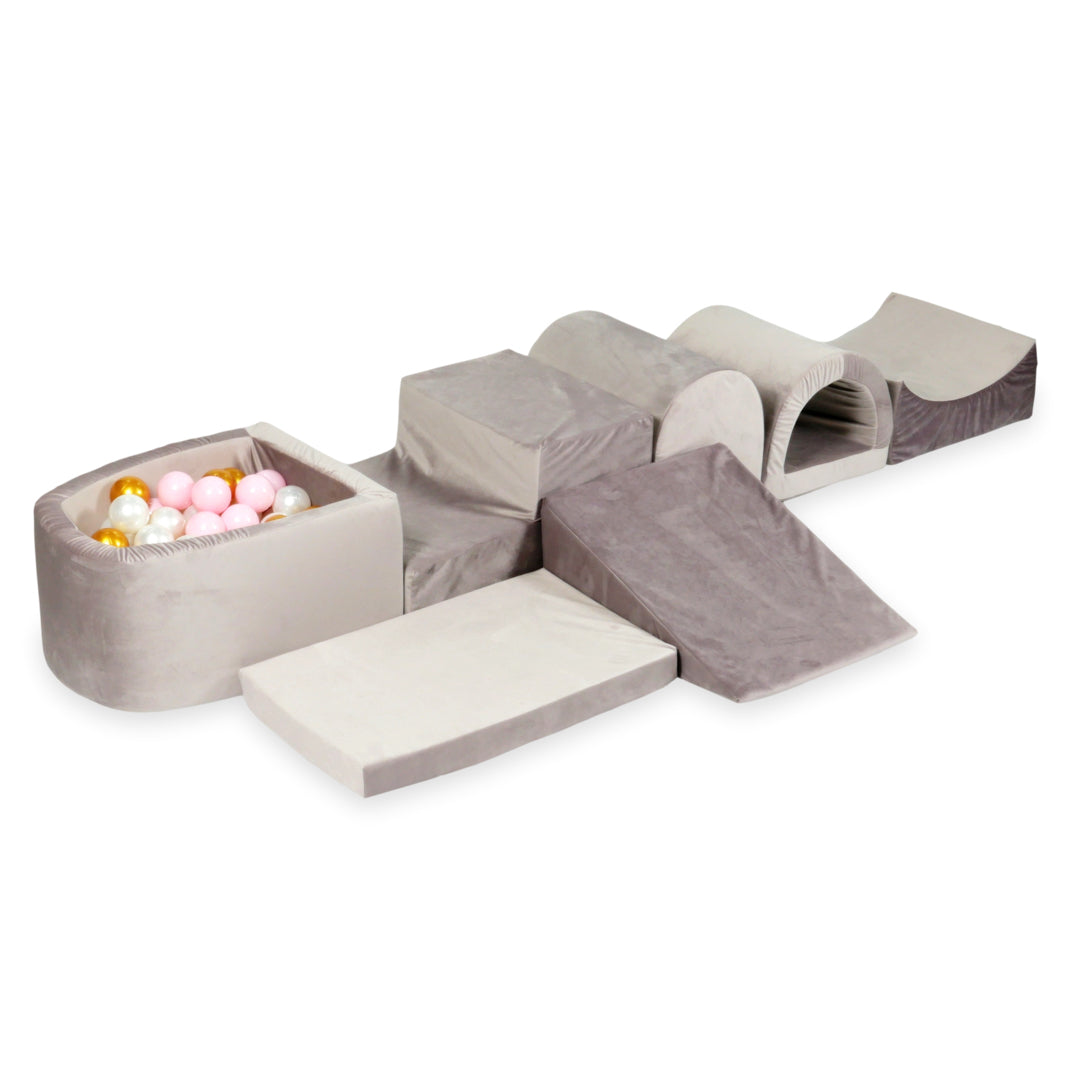 Plus grande aire de jeux en mousse avec piscine micro velvet lilac + 100 balles