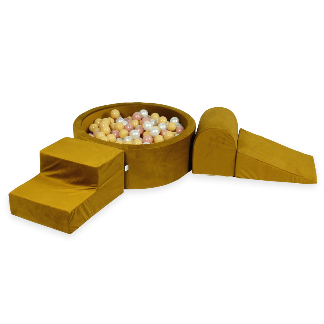 Aire de jeux en mousse avec piscine ronde 90x30 velvet or + 200 balles
