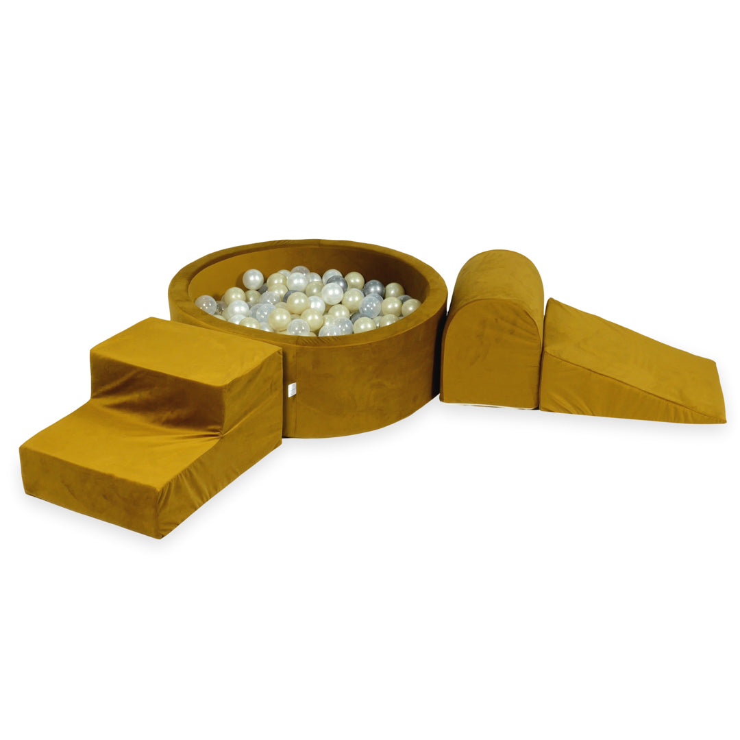 Aire de jeux en mousse avec piscine ronde 90x30 velvet or + 200 balles