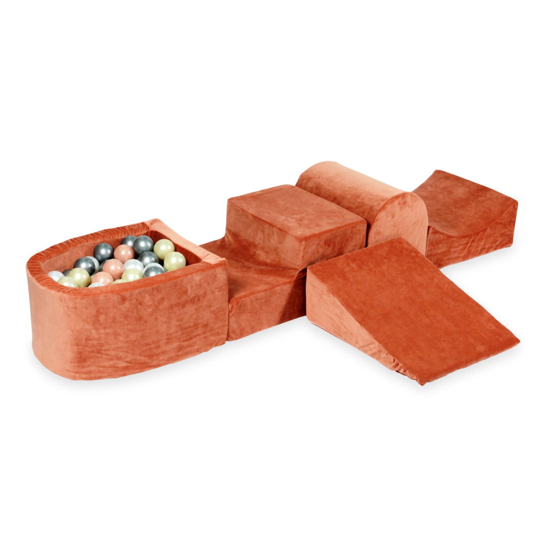 Aire de jeux en mousse avec colline et piscine micro velvet soft canyon clay + 100 balles