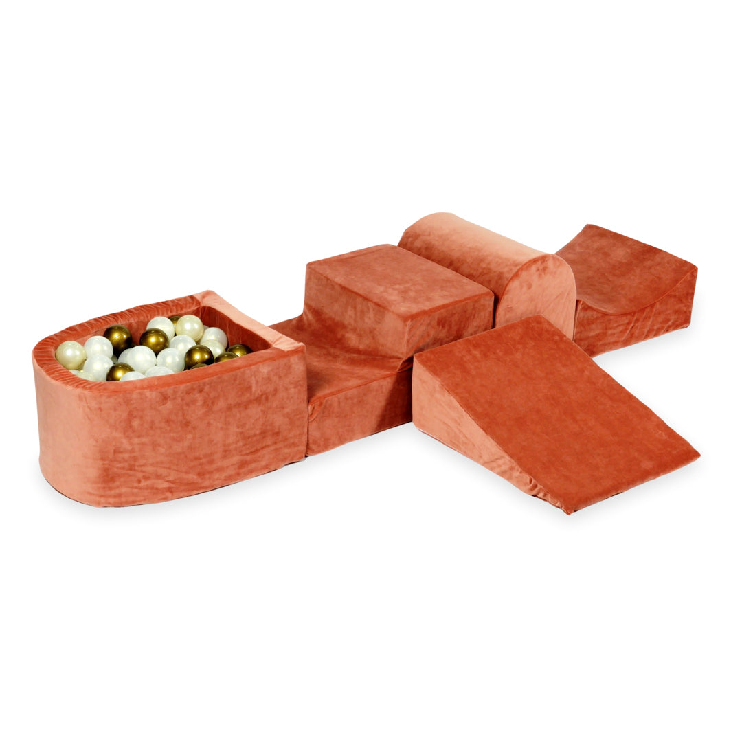 Aire de jeux en mousse avec colline et piscine micro velvet soft canyon clay + 100 balles
